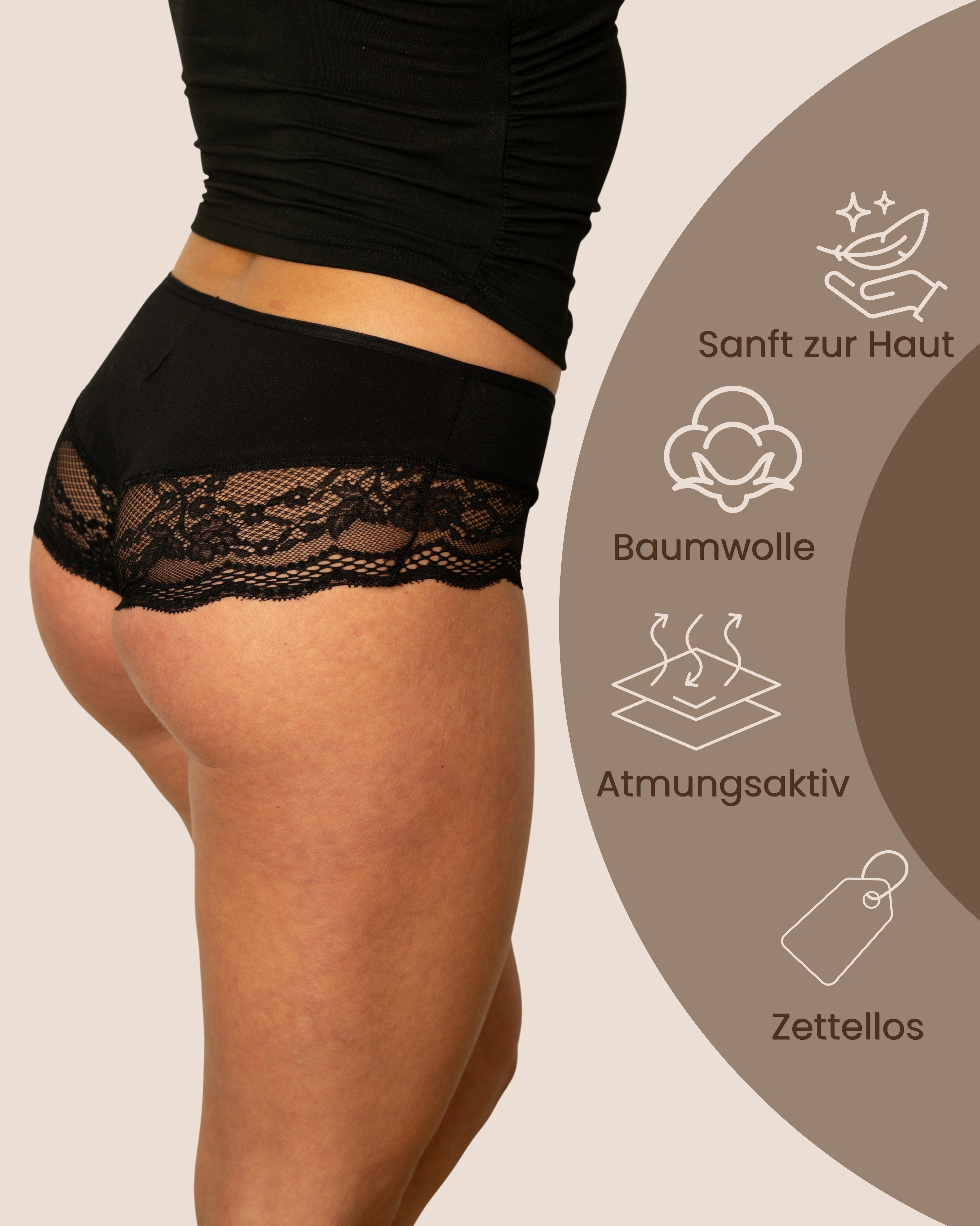 Benonetti Hipster Damen 3er Pack aus Baumwolle mit nahtloser Spitze (3er Set, 3er-Pack) Besondere Spitzen am Beinabschnitt