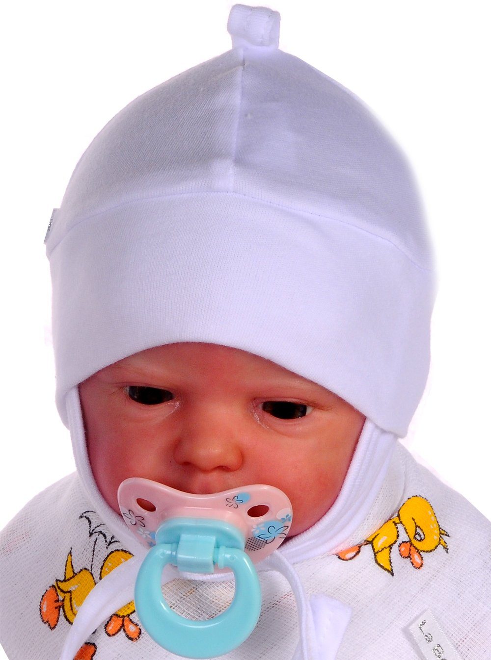 La Bortini Erstlingsmütze Mütze Babymütze Baby Haube in Weiß für Neugeborene