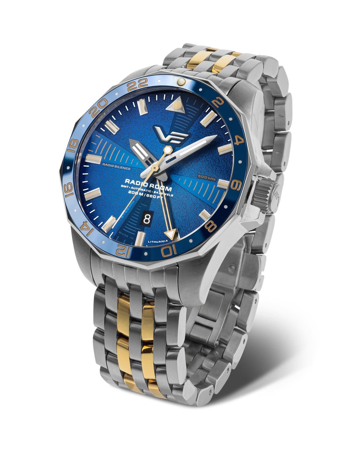 Vostok Europe Automatikuhr Herrenuhr 224A793 Radio Room 2026 GMT Edelstahl 46 mm