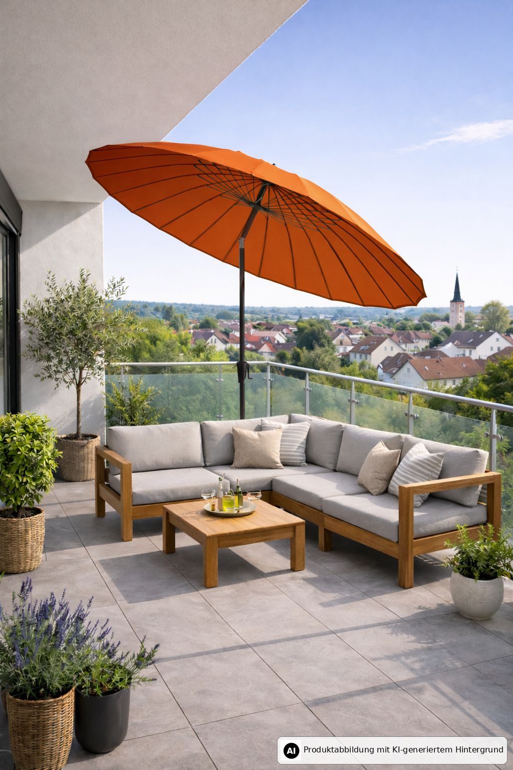 Leco Sonnenschirm Shanghai Sonnenschirm Balkonschirm Terrassenschirm Schirm, LxB: 250x260 cm, Kurbelbedienung, Abknickfunktion / Neigungsverstellung