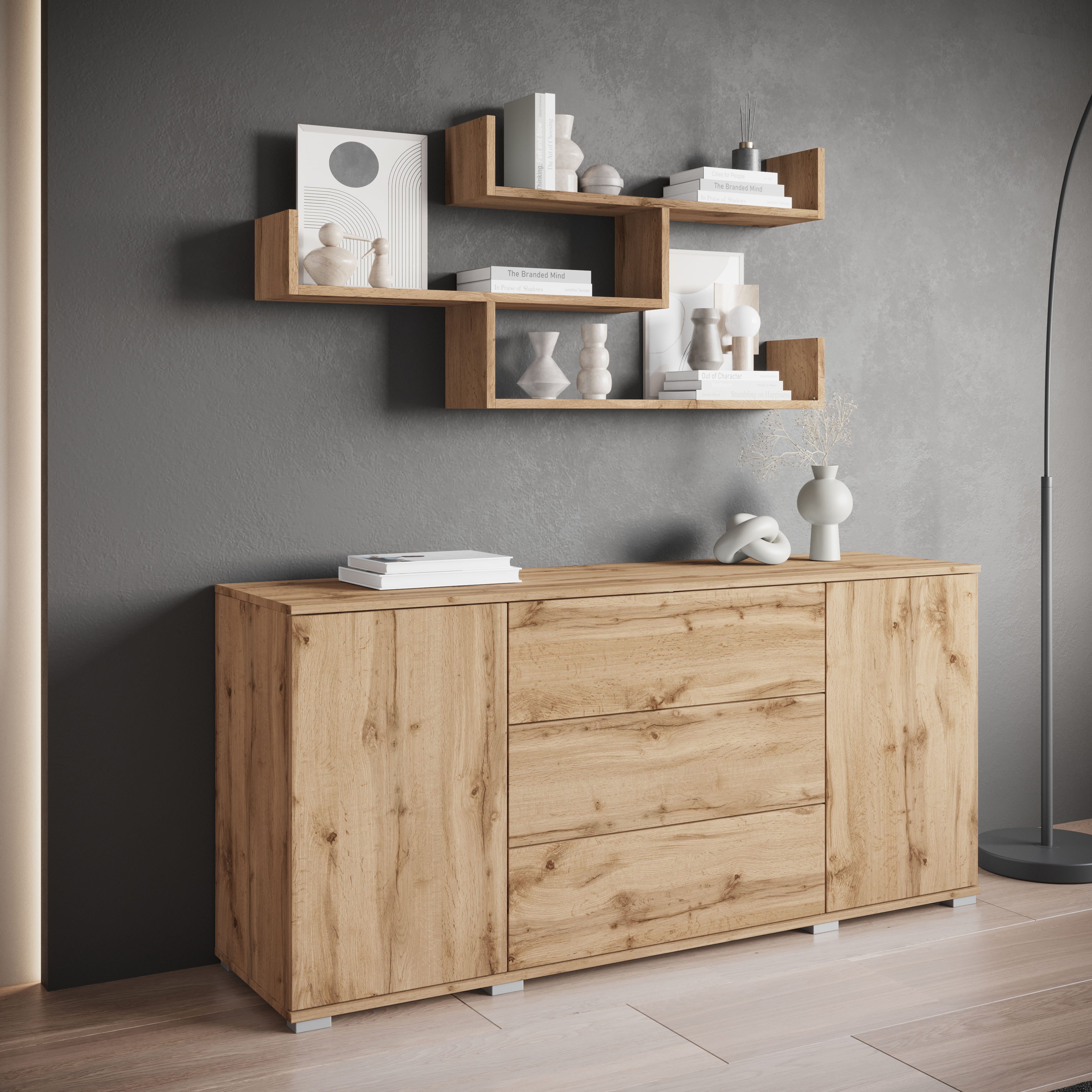 Home affaire Wandboard Wandregal Trio, 1-tlg., Hängeregal mit 3 Ablageflächen, modernes Design, variabel einsetzbar – Bild 5 von 5