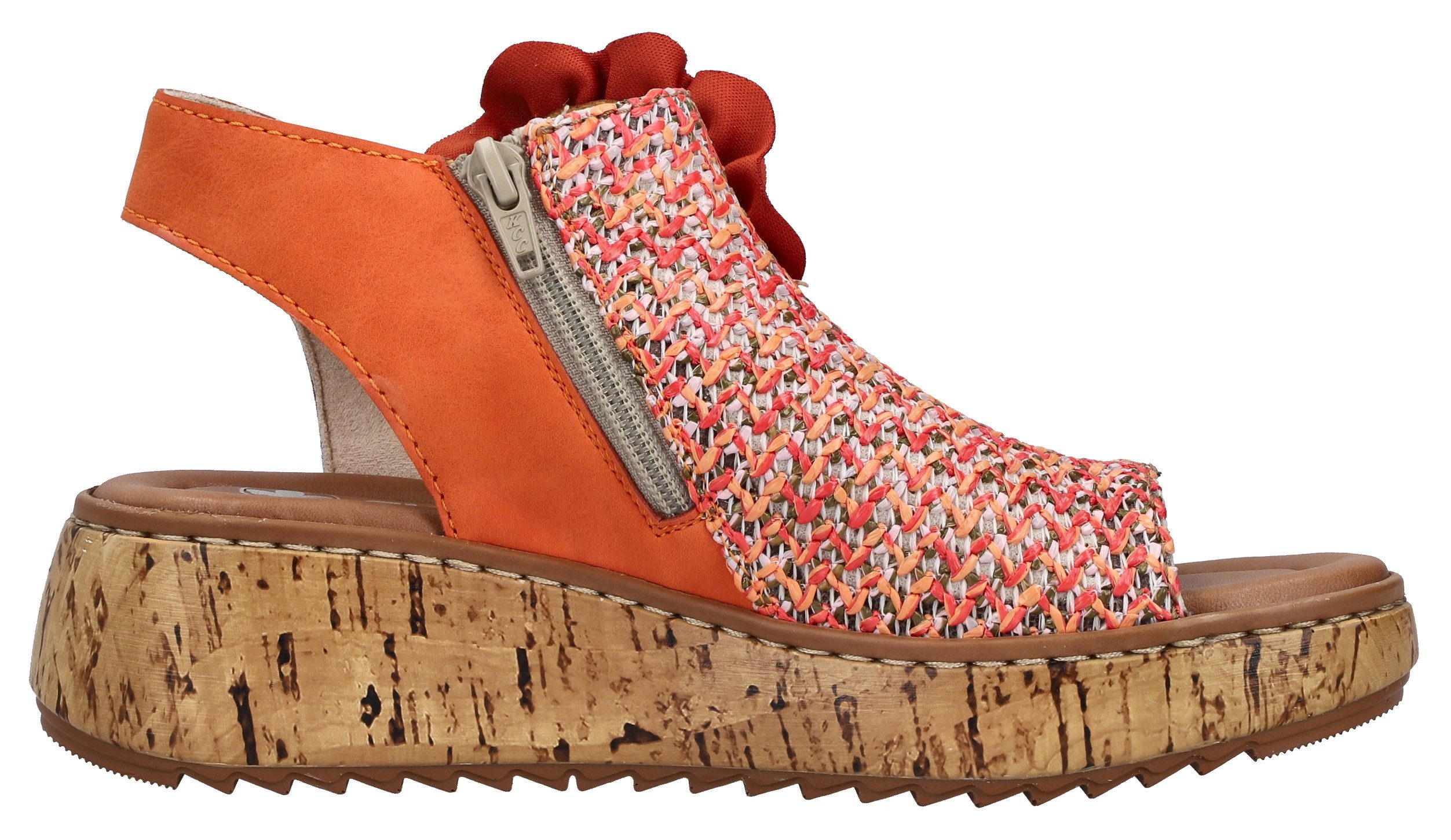 Rieker Plateausandale Schaftsandale, Sommerschuh mit großer Blüte und Innenreißverschluss
