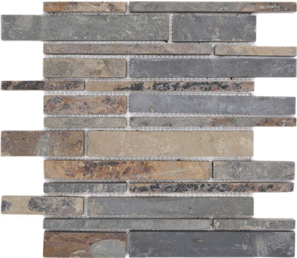 Mosani Mosaikfliesen Schiefer Mosaik Fliese Naturstein rost Brick rustik Kü günstig online kaufen