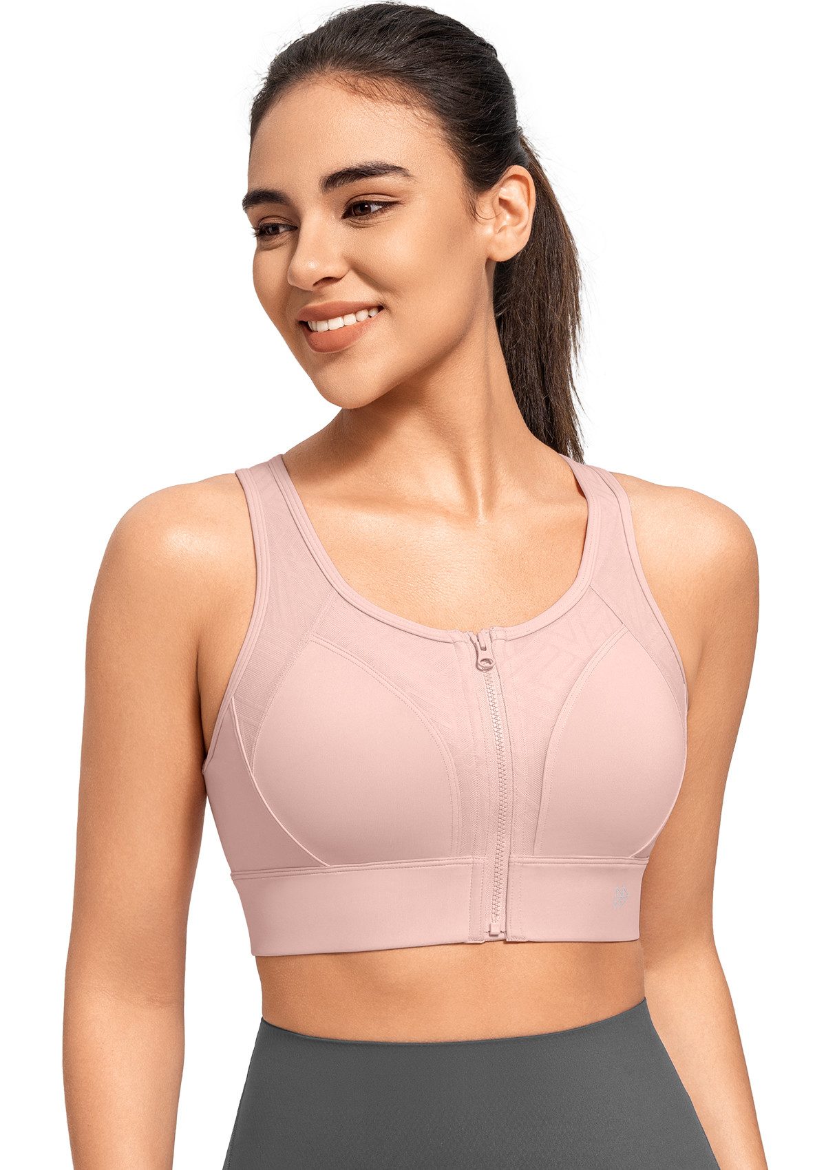 Yvette Sport-BH mit Vorderverschluss Starker halt Hollow-Out Ringerrücken Gepolstert, E101108A19