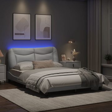 vidaXL Bett Bettgestell mit LED Weiß 140x200 cm Kunstleder