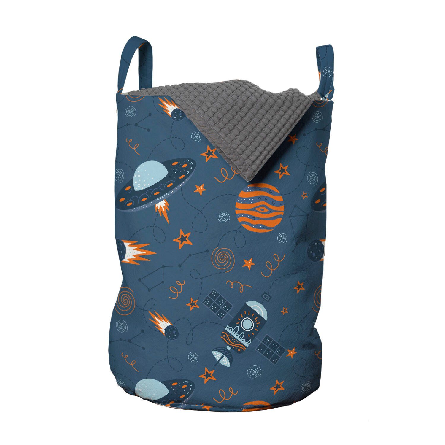 Abakuhaus Wäschesäckchen Wäschekorb mit Griffen Kordelzugverschluss für Waschsalons, Ausländer Satelliten-Sterne Space Theme