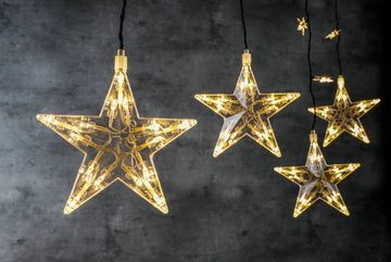 Spetebo Lichtervorhang Stern Lichtervorhang 105x100 cm warmweiß, 30-flammig, mit 5 großen und 25 kleinen Sternen zur weihnachtlichen Dekoration