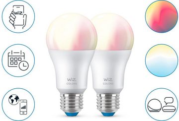 WiZ »White&Color 60W E27 Standardform Tunable matt Doppelpack« LED-Leuchtmittel, E27, Farbwechsler