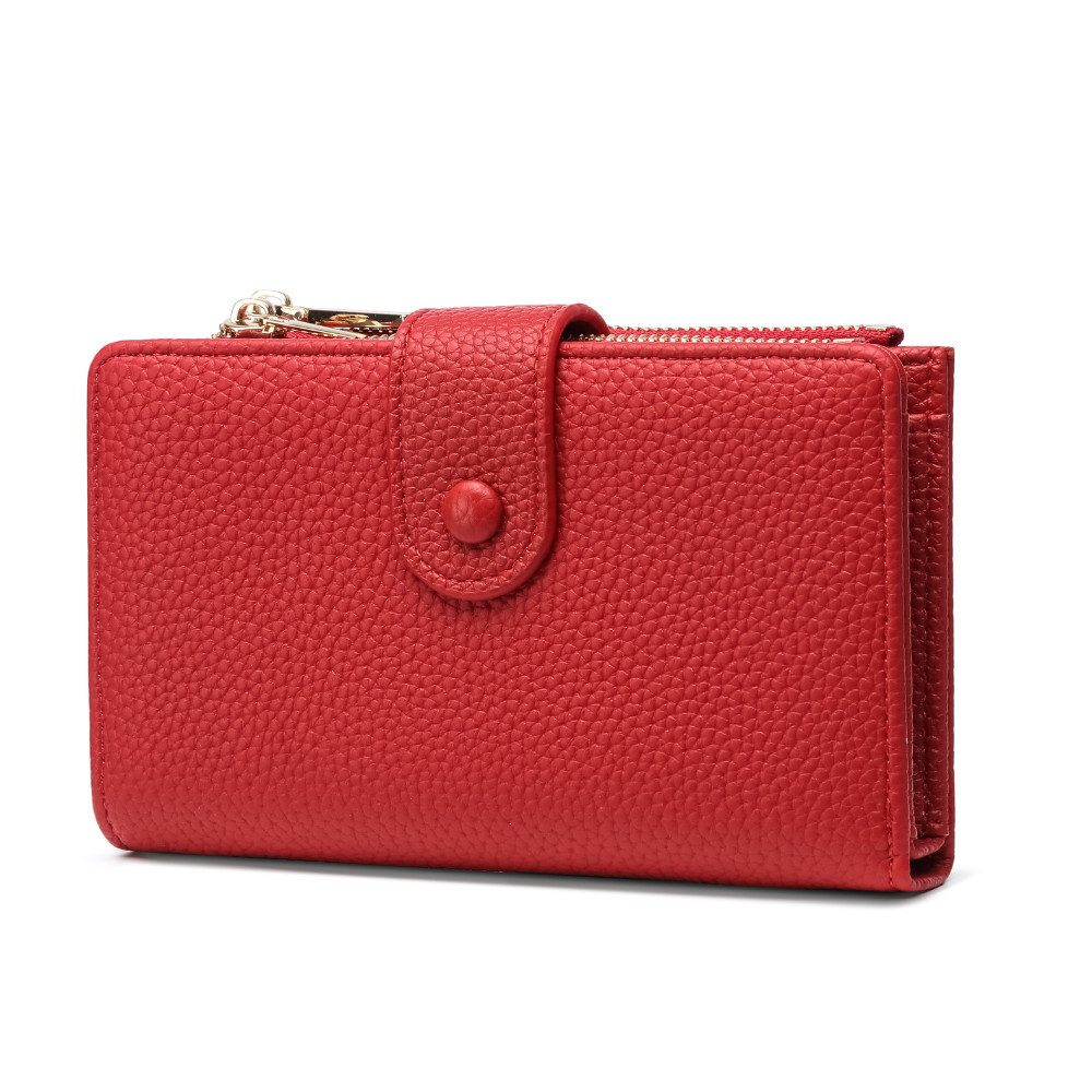 Frentree Geldbörse Damen mit RFID Schutz, Echtleder Optik, großes Münzfach, Portemonnaie mit Reißverschluss, Druckknopf, inkl. Geschenkbox