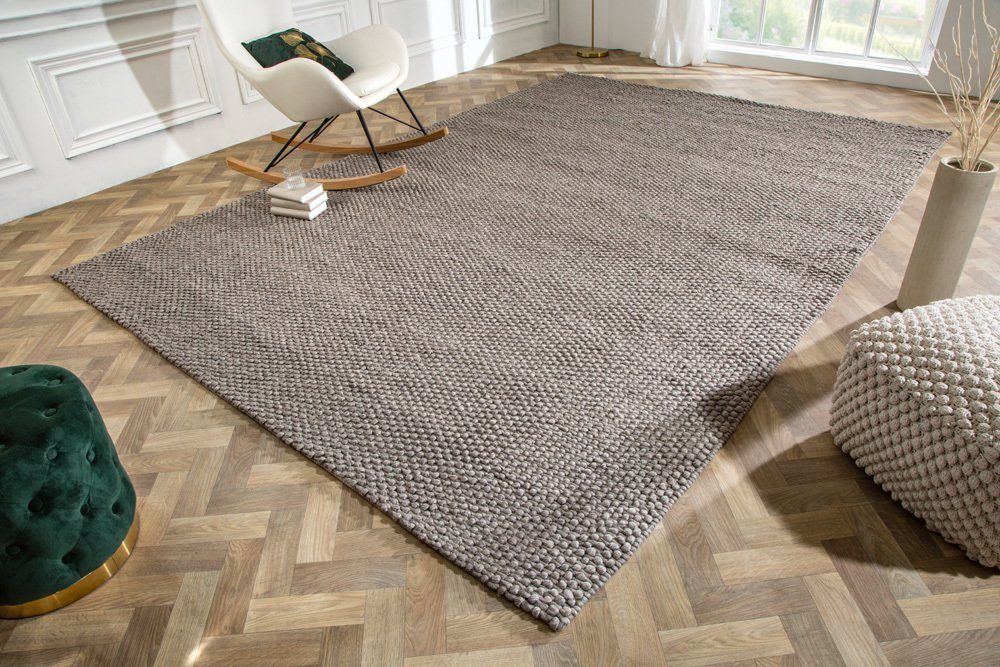 Teppich WOOL XXL 350x240cm anthrazit / braun, riess-ambiente, rechteckig,  Höhe: 20 mm, Wohnzimmer · Wolle · Mischgewebe · XXL · Scandinavian Design