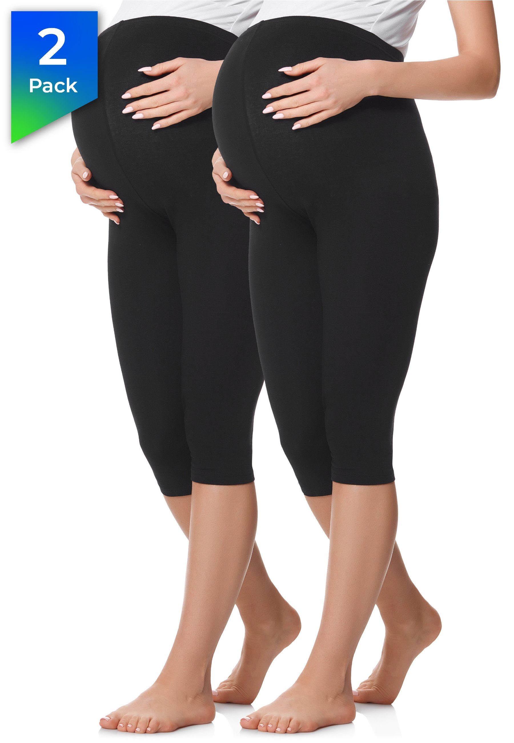 Be Mammy Umstandsleggings 3/4 Umstandhose 2Pack BE20-229 (2-tlg) aus Baumwolle