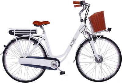 LLobe E-Bike »White Motion 2.0, 15,6Ah«, 7 Gang Shimano, Nabenschaltung, Frontmotor 250 W, (mit Fahrradkorb)