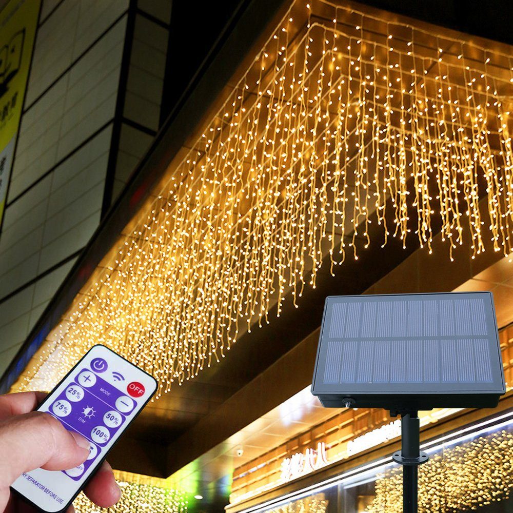 Sunicol LED-Lichterkette Wasserdicht, 8 Modi, Solar-Vorhang günstig online kaufen