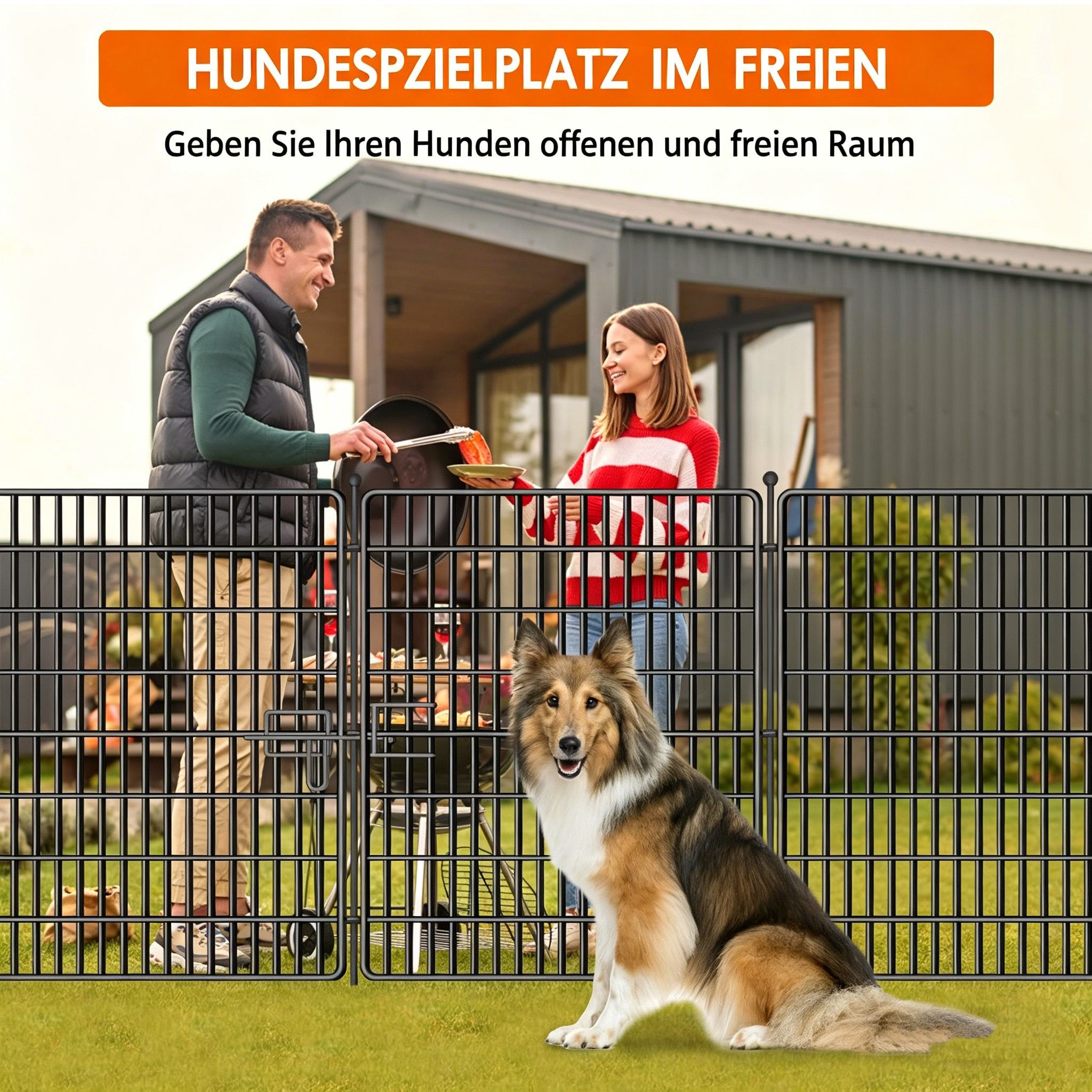 GarveeMore Gartenzaun Freien Stücke ohne Tür, Metall Gitterzaun aus Zaunelementen, (15-St)