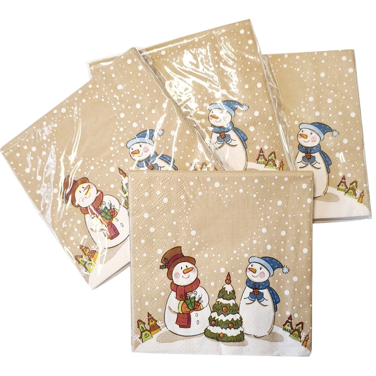 Macosa Home Салфеткиring Weihnachts Салфетки Set 40 Stk. Schneemann 25x25 cm Weihnachtsdeko, Papier, (40-tlg), Tisch-Deko Merry Christmas Салфетки Tischdeko Weihnachten