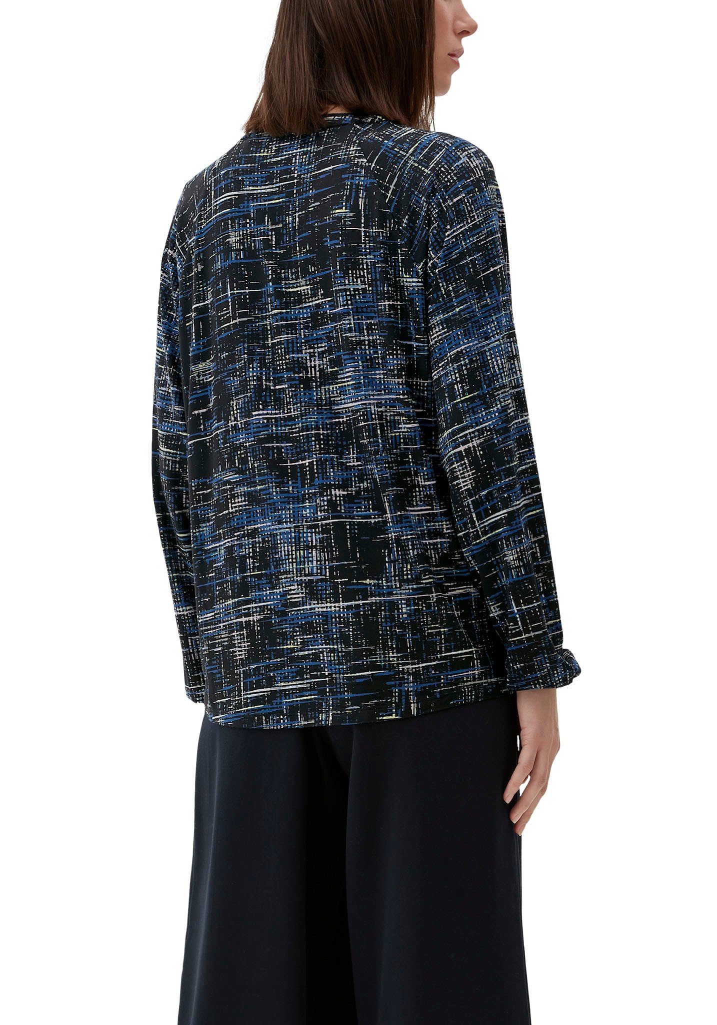Mehrfarbig Blusenshirt Schwarz Jerseybluse s.Oliver mit Allover-Muster