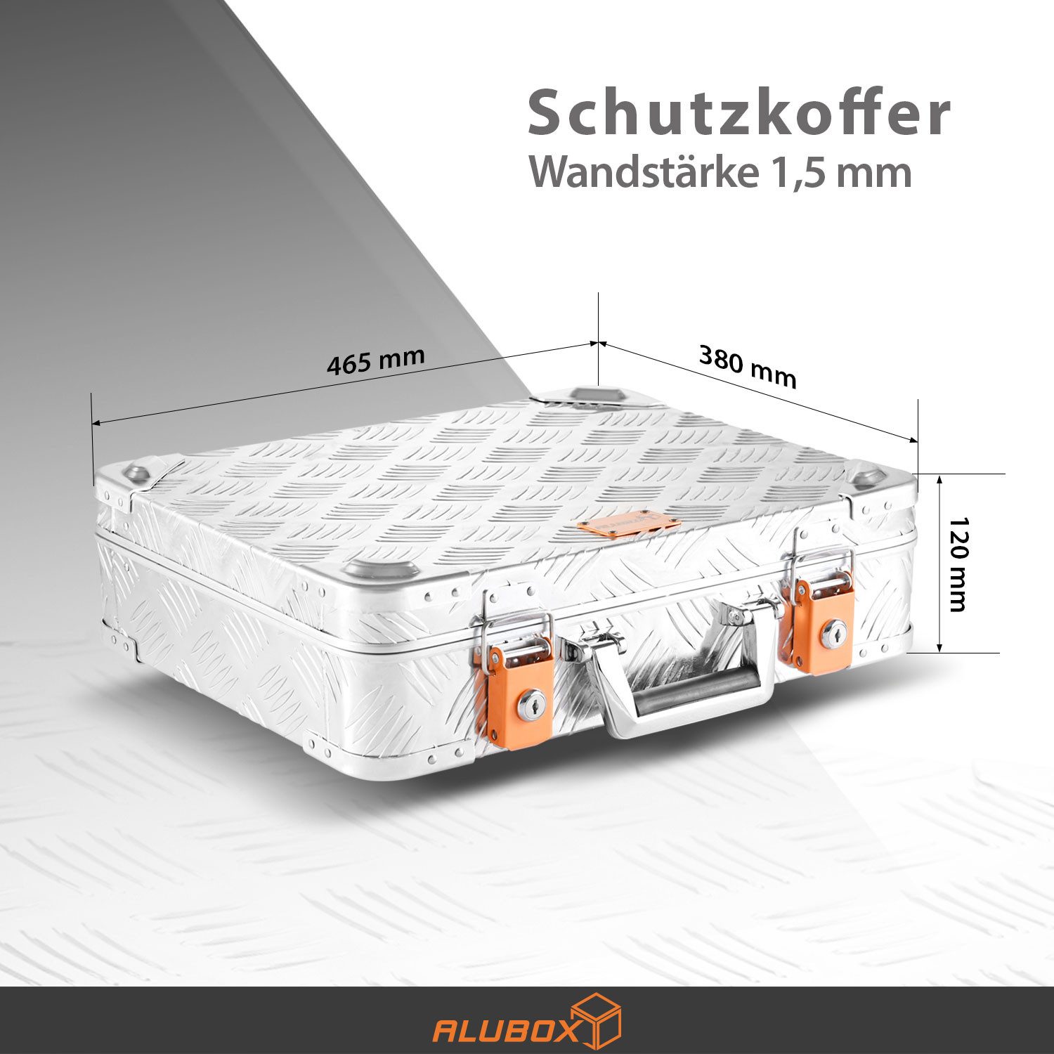 ALUBOX Koffer Schutzkoffer Aluminium Riffelblech, mit Schaumstoffpolsterung - mit Zylinderschlössern ausgestattet