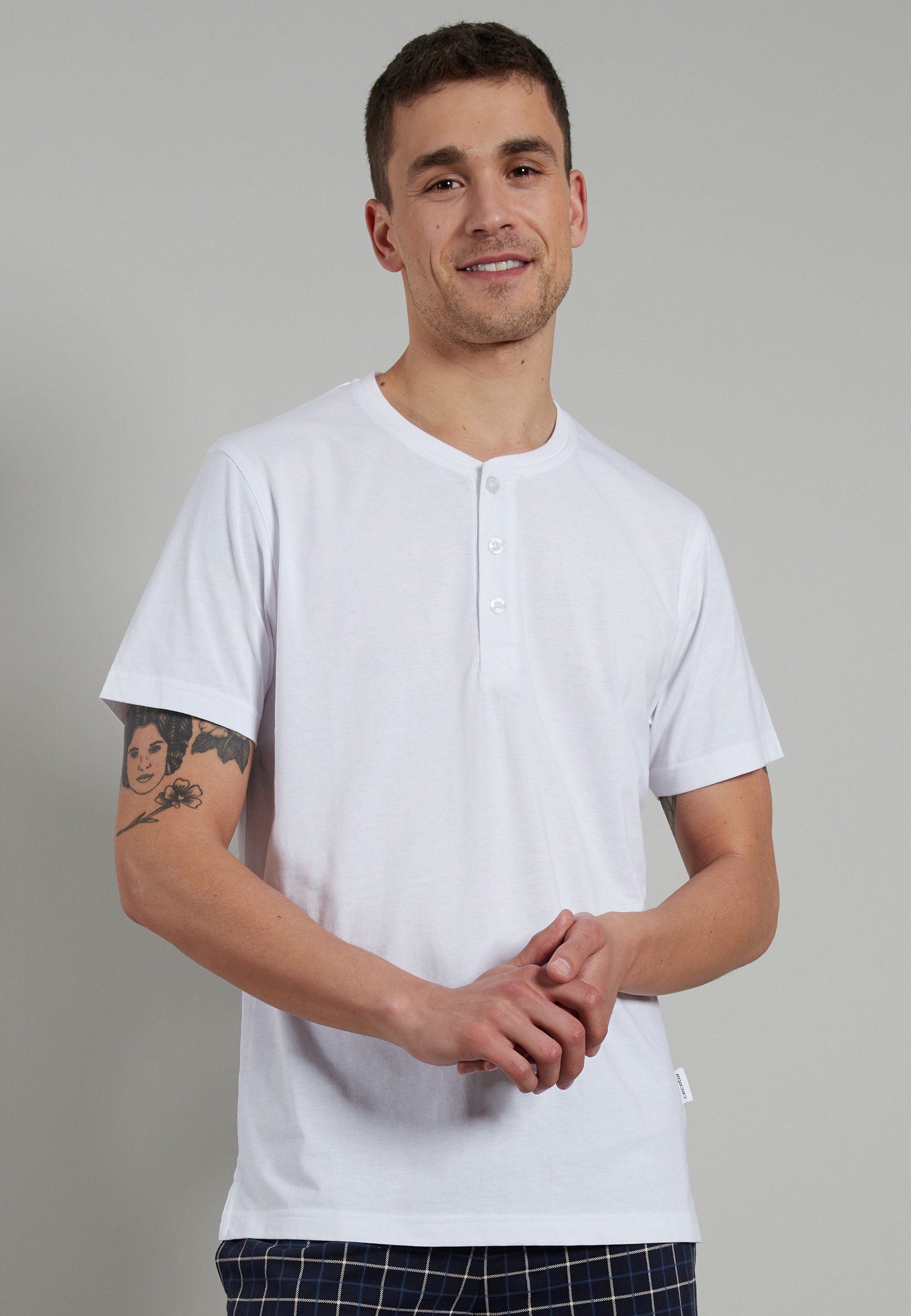 CECEBA Sleepshirt CECEBA Herren Shirt weiß uni (1-tlg)