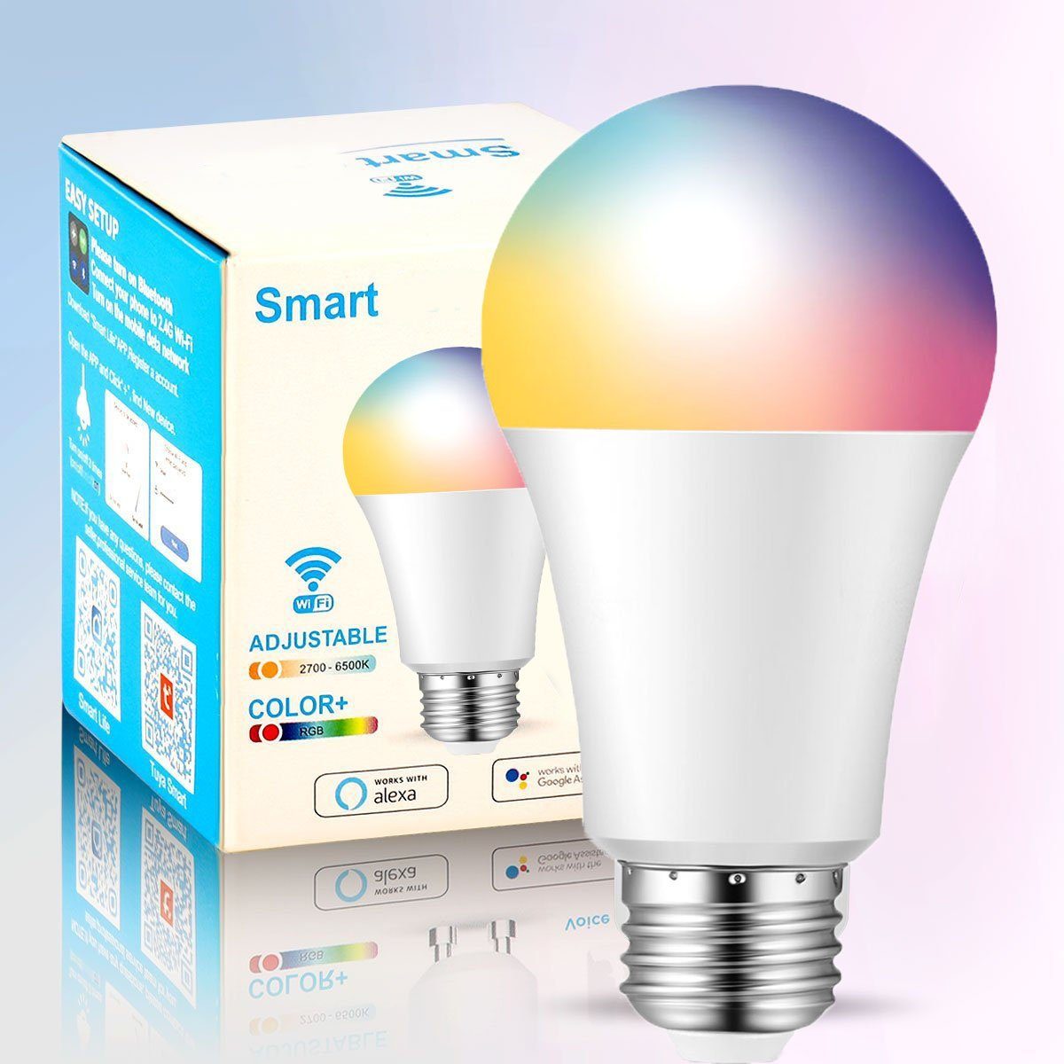 oyajia 1/2x E27 Smart Lampe 9W WiFI LED Lampe Dimmbar for Smart Home Alexa  Smarte Lampe, RGB Lampe LED E27 GlüHbirne, mit Alexa Echo, Google Home  Smarte Lampe