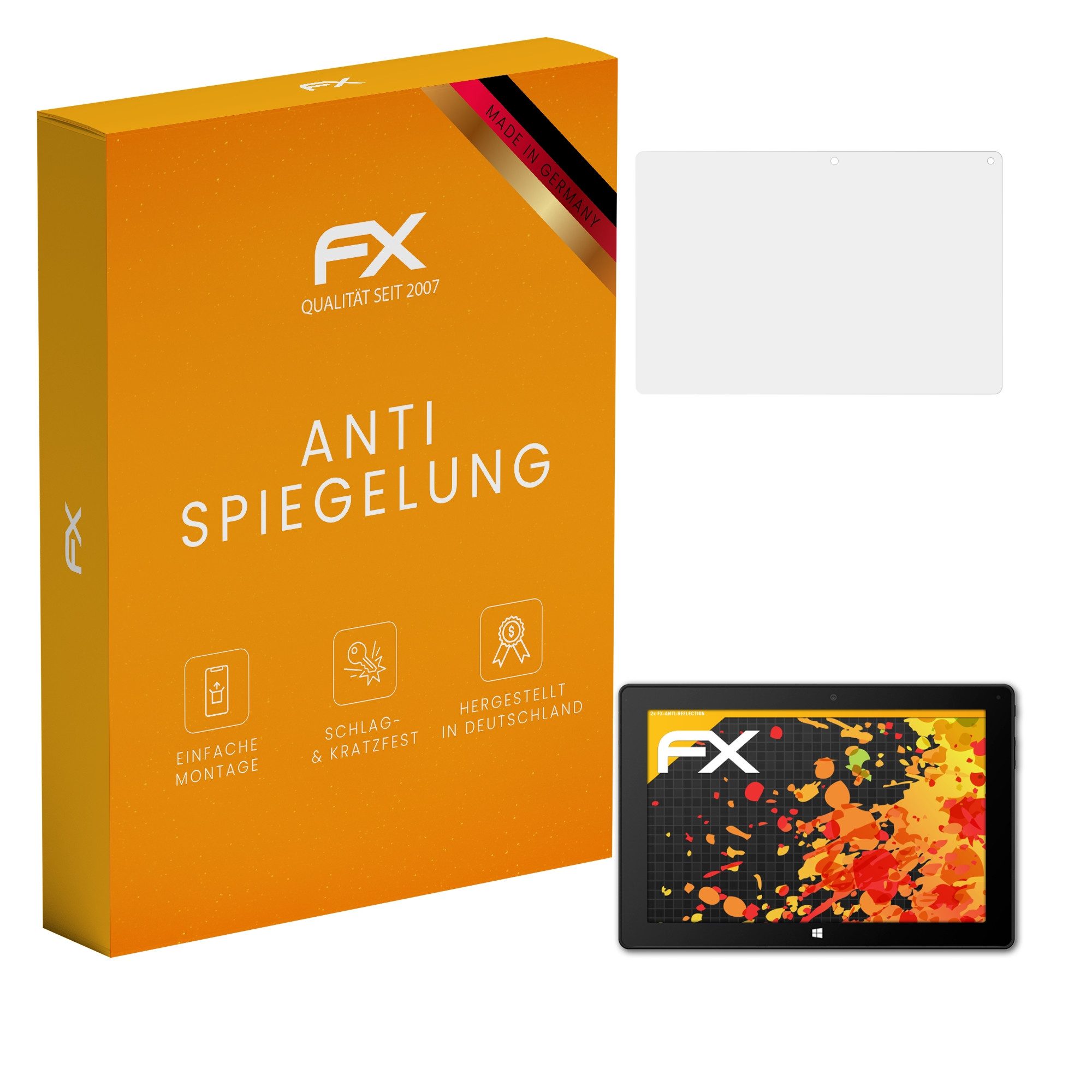 atFoliX Schutzfolie für bq Tesla 2 W8 / W10, (2 Folien), Entspiegelnd und stoßdämpfend