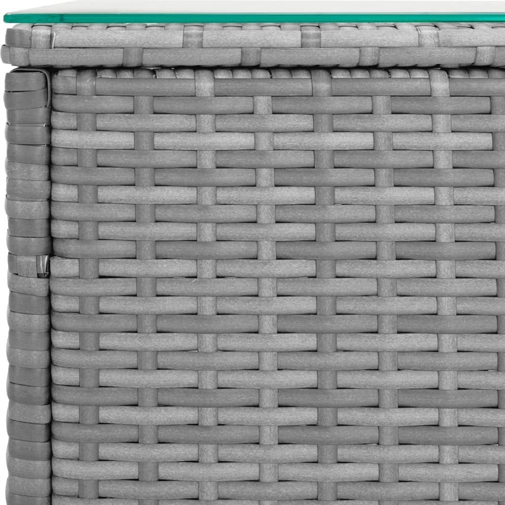 Grau vidaXL Beistelltisch Grau (1-St) | 40x37x40,5 Grau cm Beistelltisch und Hartglas Polyrattan