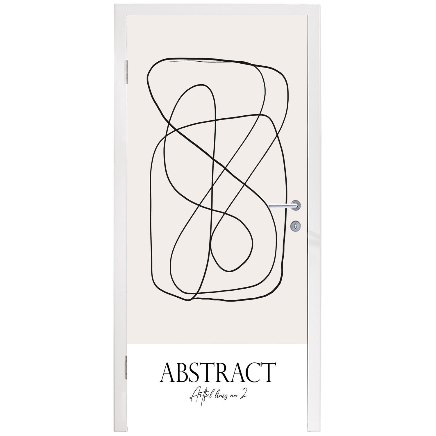 Türaufkleber, für Abstrakt, - bedruckt, Tür, Kunst (1 75x205 cm St), Matt, Türtapete - Linienkunst MuchoWow Fototapete