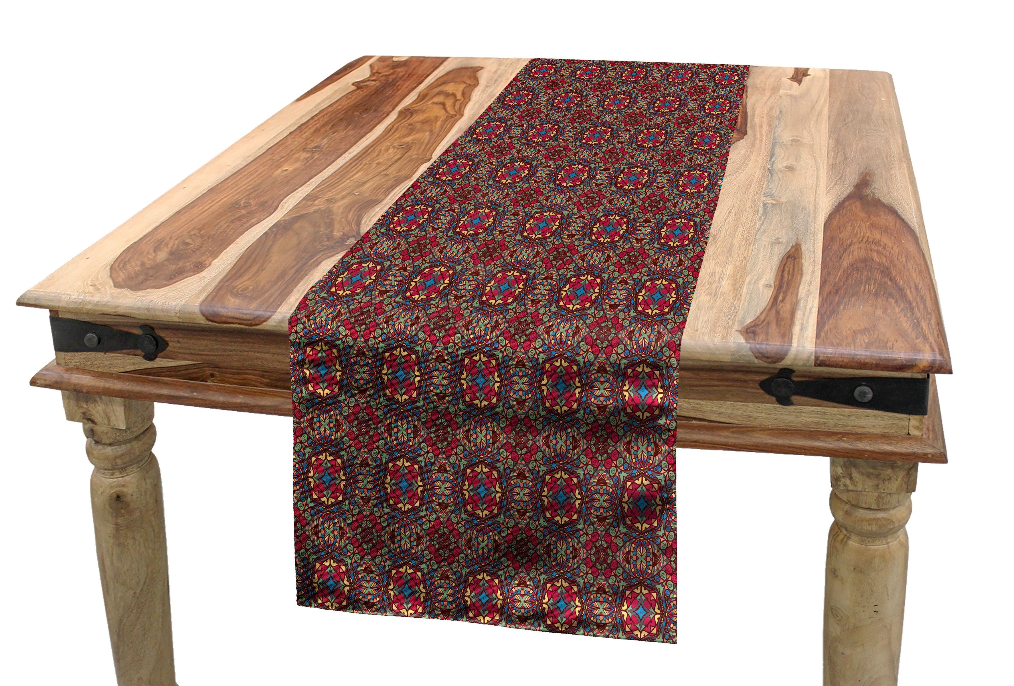 Rechteckiger Tischläufer Abakuhaus Esszimmer Tischläufer, Oriental Küche Dekorativer Vivid East Arabeske