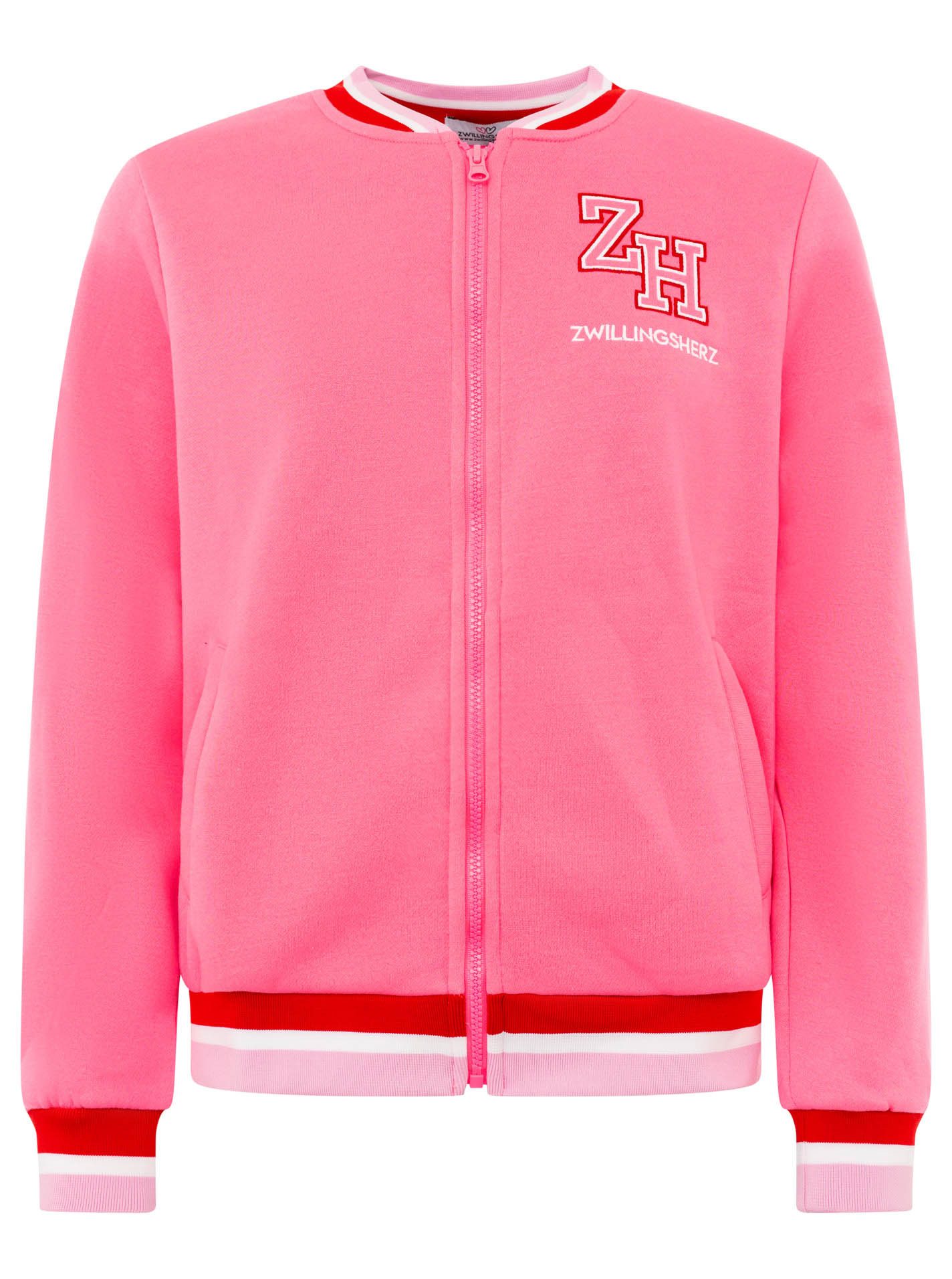Zwillingsherz Sweatjacke "Zwillingsherz" durchgehender Zipper, Logo auf der Schulter, gestreifte Bündchen – Bild 2 von 5