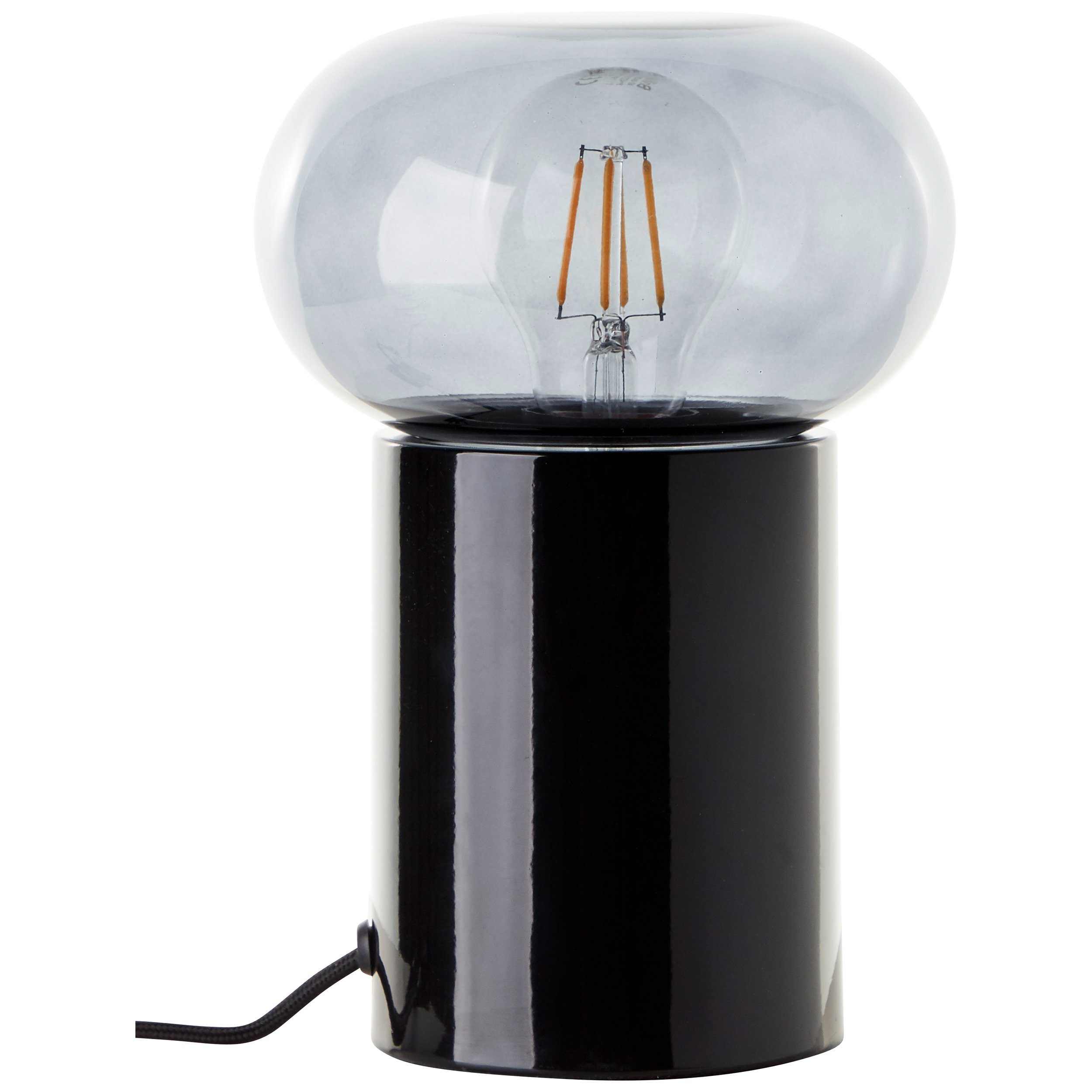 cm Höhe, mit matt Rauchglas, E27, 22 Tischleuchte, Leuchtmittel, Lightbox schwarz ohne Tischleuchte