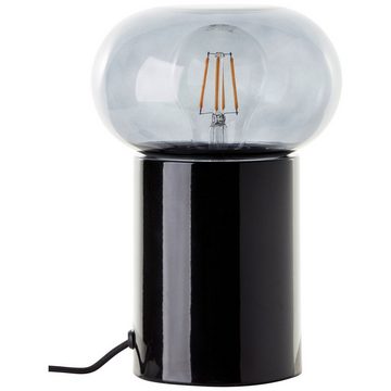 Lightbox Tischleuchte, ohne Leuchtmittel, Tischleuchte mit Rauchglas, 22 cm Höhe, E27, schwarz matt
