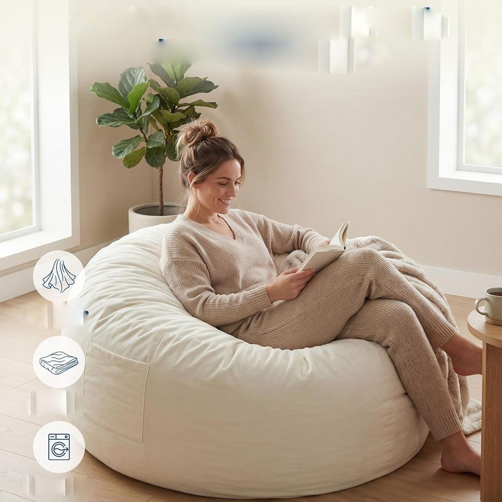 GarveeMore Sitzsack Riesiger 3-in-1 Sitzsack umwandelbar in Sessel und Bett – Bild 2 von 5