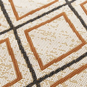 Teppich Ben Creme-Orange, 4 Größen, In- & Outdoor geeignet, 100% Polypropylen, Karat, Rechteckig, Höhe: 7 mm, pflegeleicht, Wohnzimmer