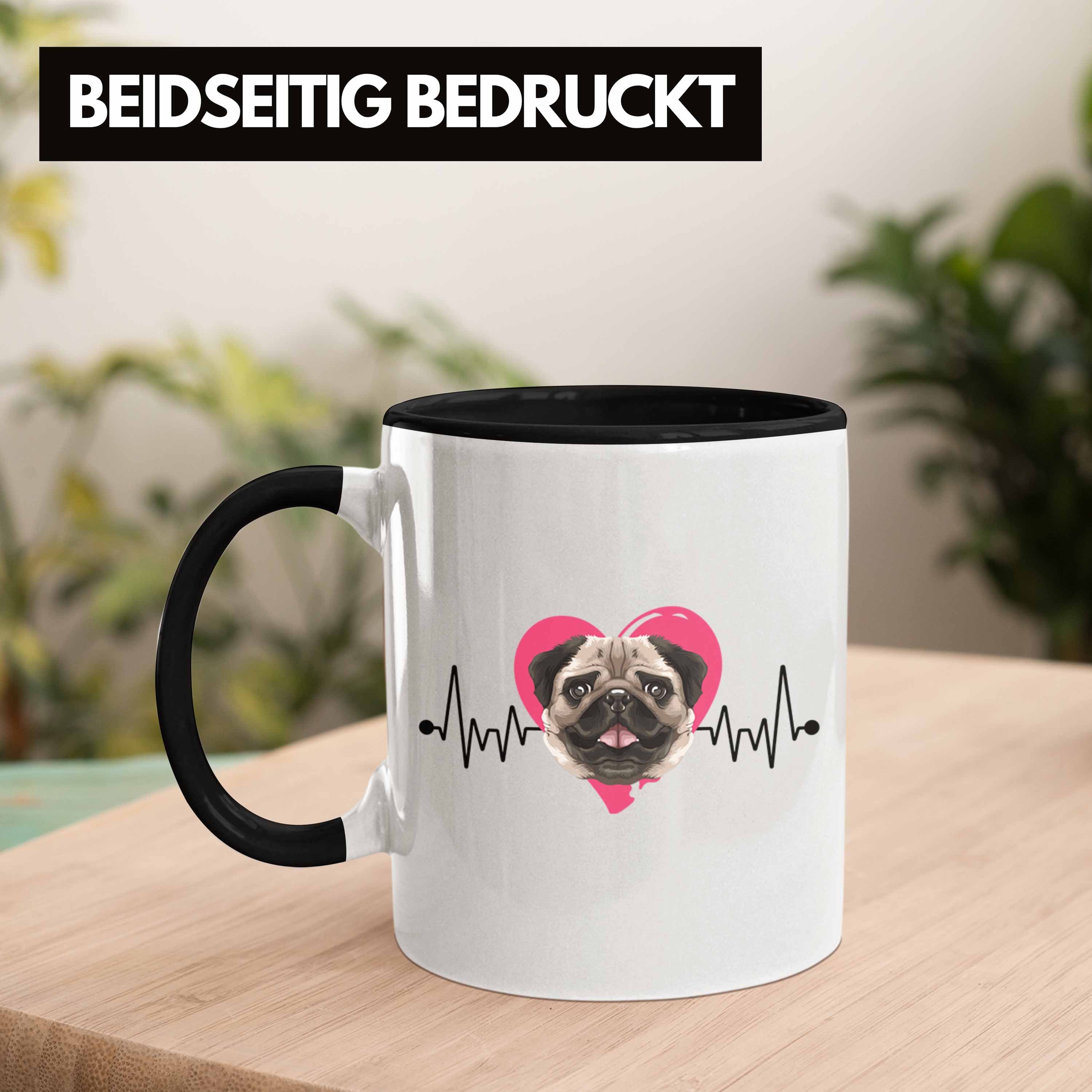 Geschenkidee Lustiger M Spruch Geschenk Tasse Trendation Besitzer Tasse Mops Herzschlag Schwarz