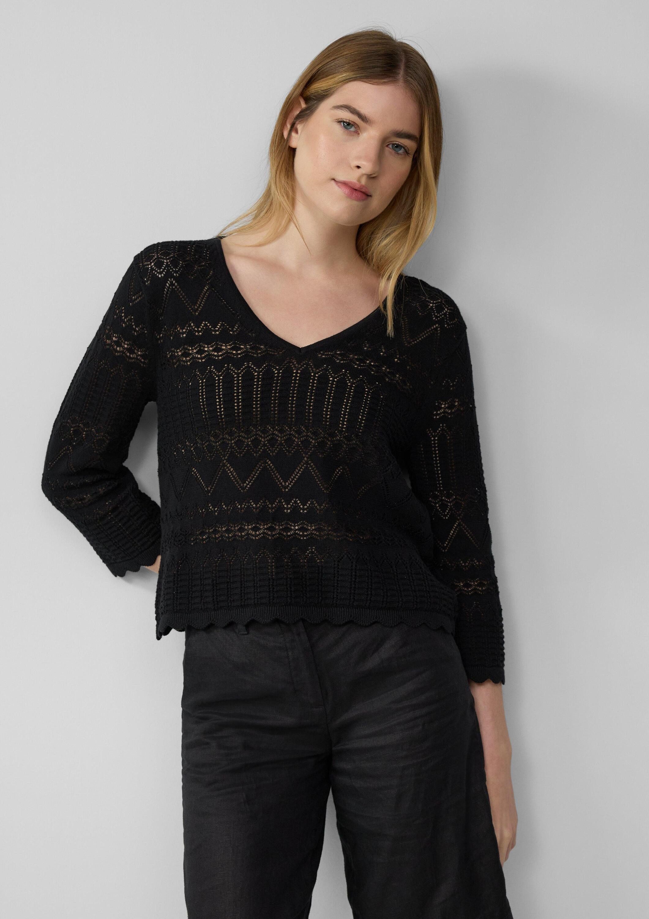 s.Oliver 3/4 Arm-Pullover Strickpullover Ajour-Strickpullover mit günstig online kaufen