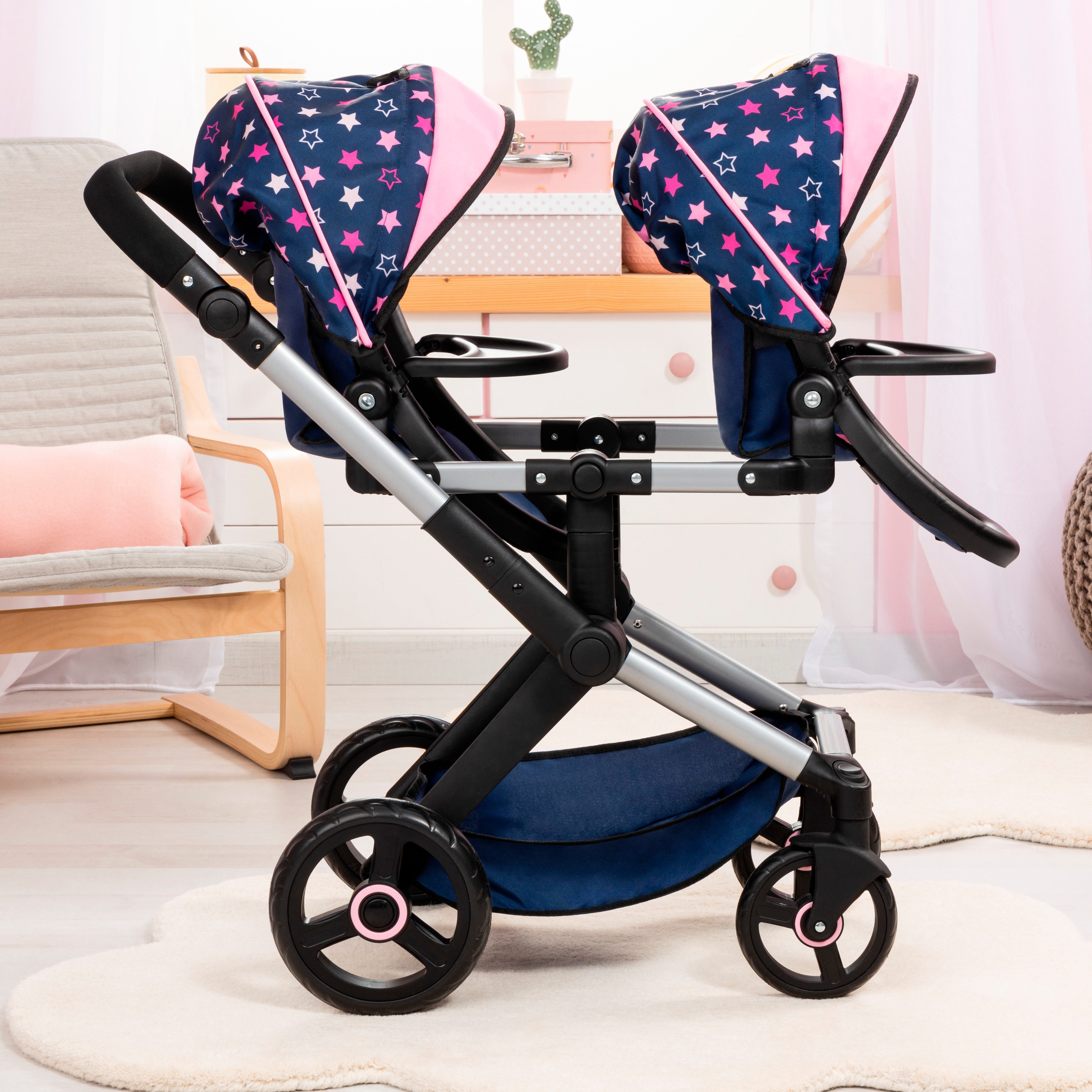 Bayer Puppen-Zwillingsbuggy Xeo Twin, mit Wickeltasche – Bild 4 von 5