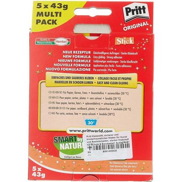 PRITT Klebestift Multipack Klebestifte 5x 43g, Pritt Stift Klebstoff für Schule Büro Basteln Hobby