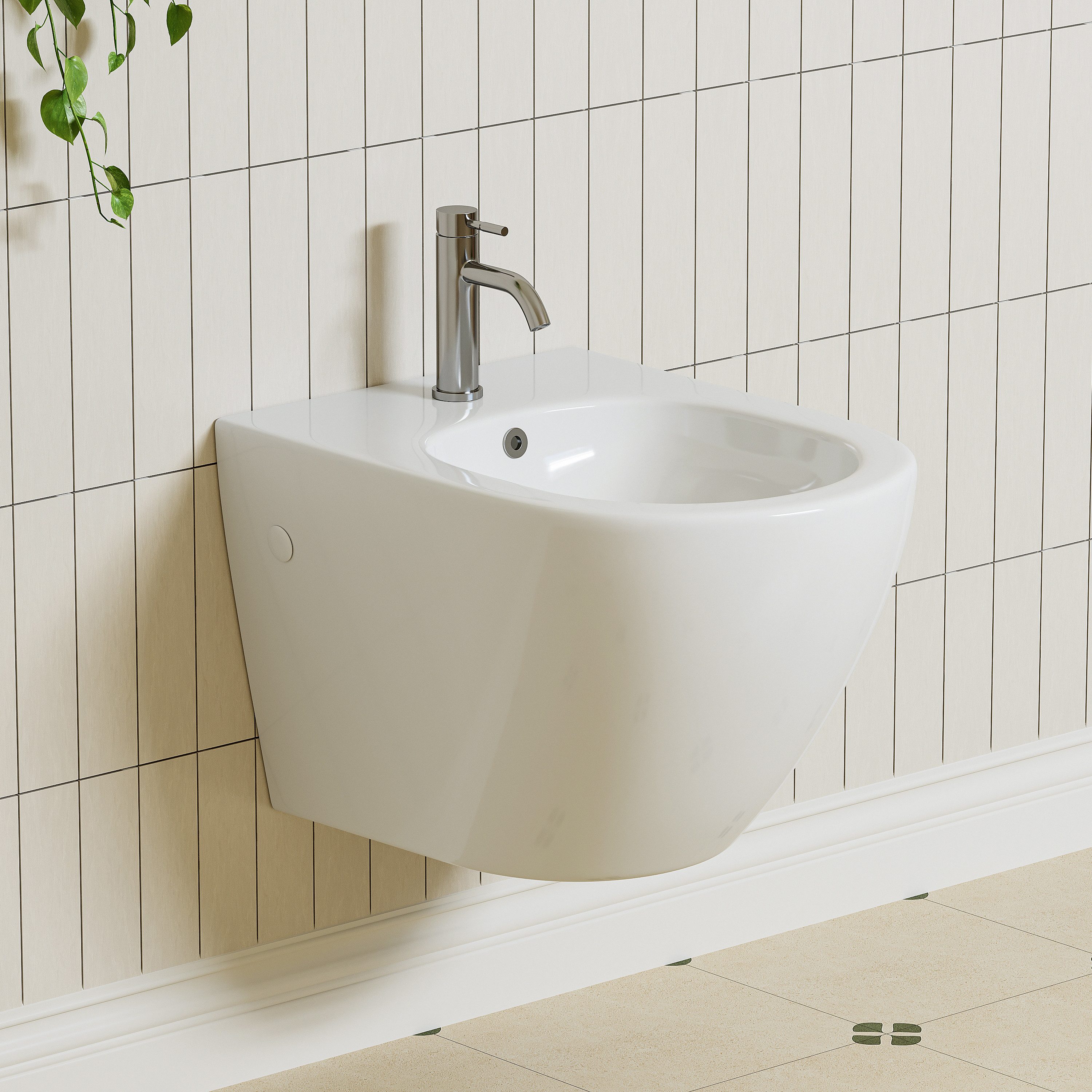 HOROW Bidet Wand Bidet Keramik Bidet Hänge-Bidet WC-Bidet, wandhängend, Keramikschüssel für Intimdusche Podusche Waagerecht Abgang, Keramikschüssel für Intimdusche Podusche