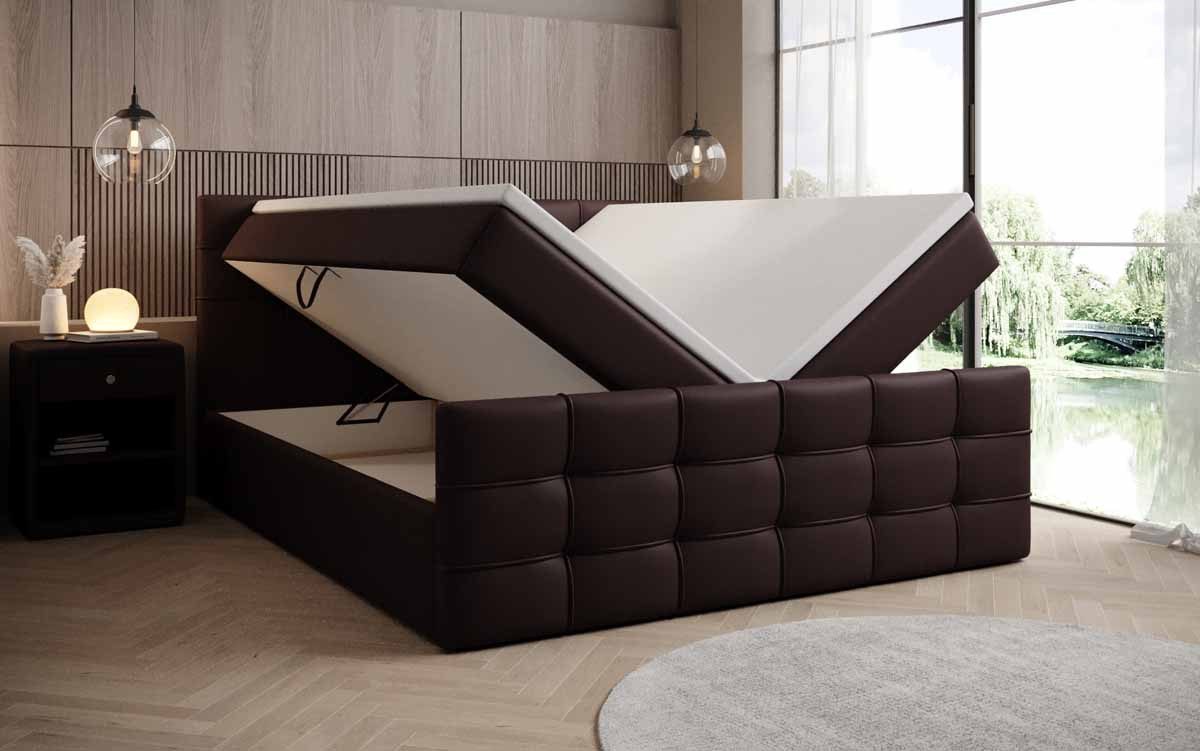 Luxusbetten24 Boxspringbett Luxor in Kunstleder, mit Stauraum