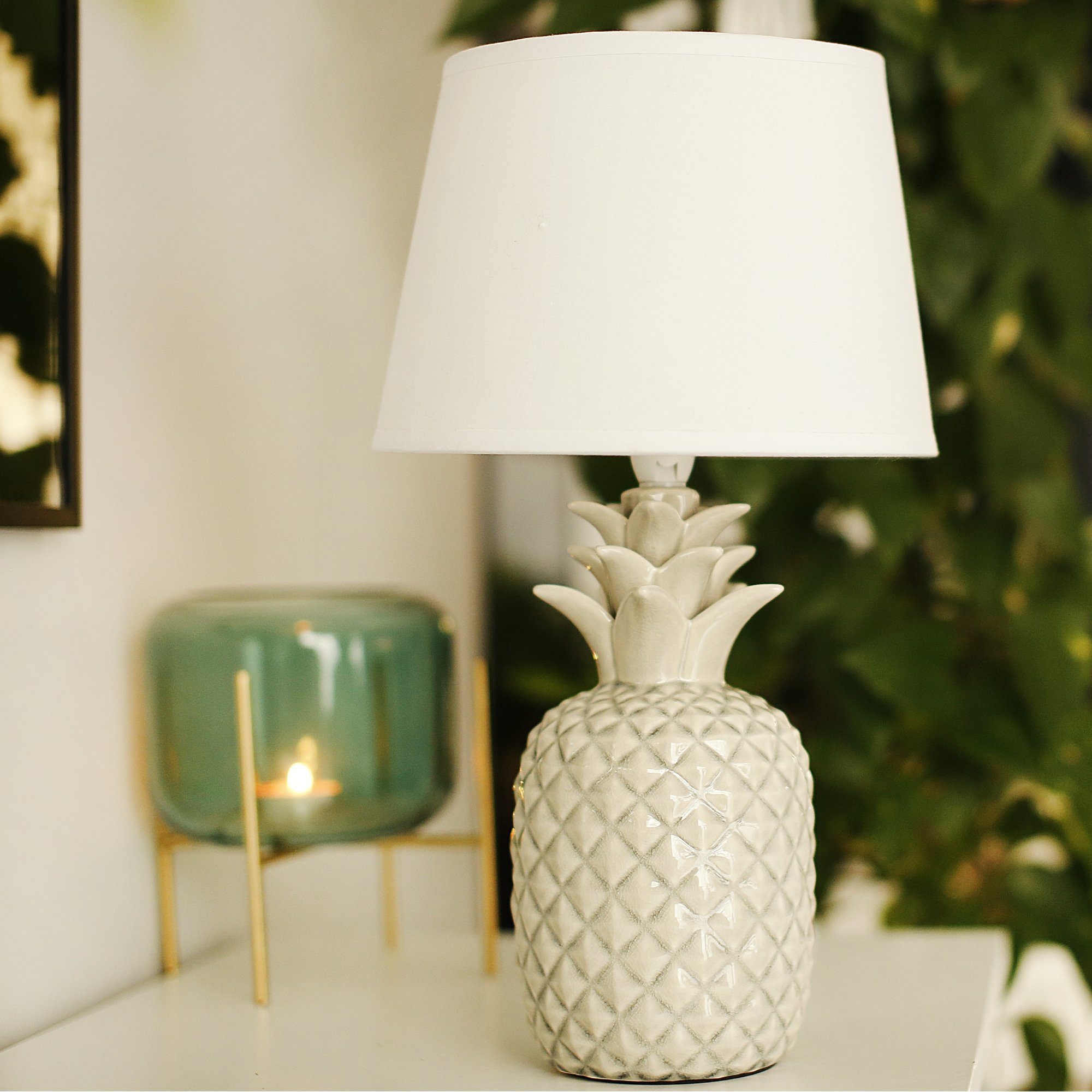 Tischleuchte AREDI Tischlampe Nachttischlampe Ananas weiß
