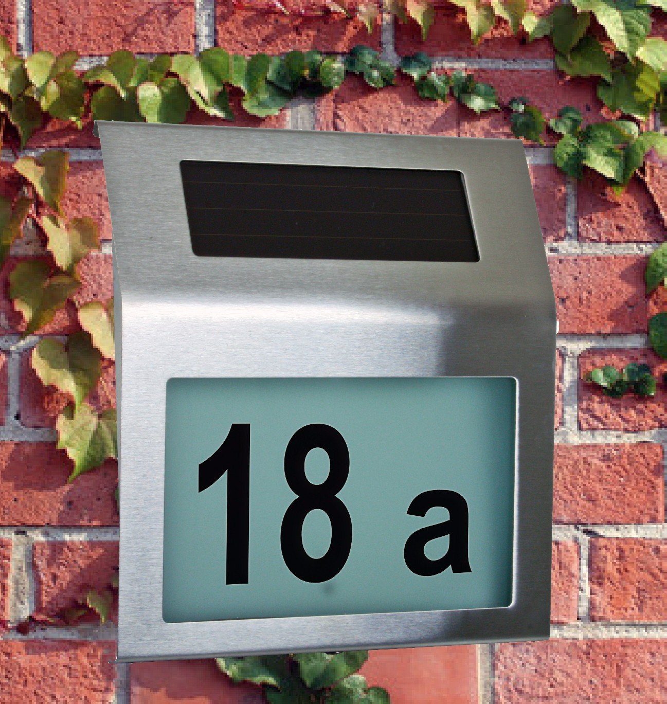 Hausnummer Hausnummerleuchte Solarhausnummer GartenHero LED Solar Hausnummer Edelstahl
