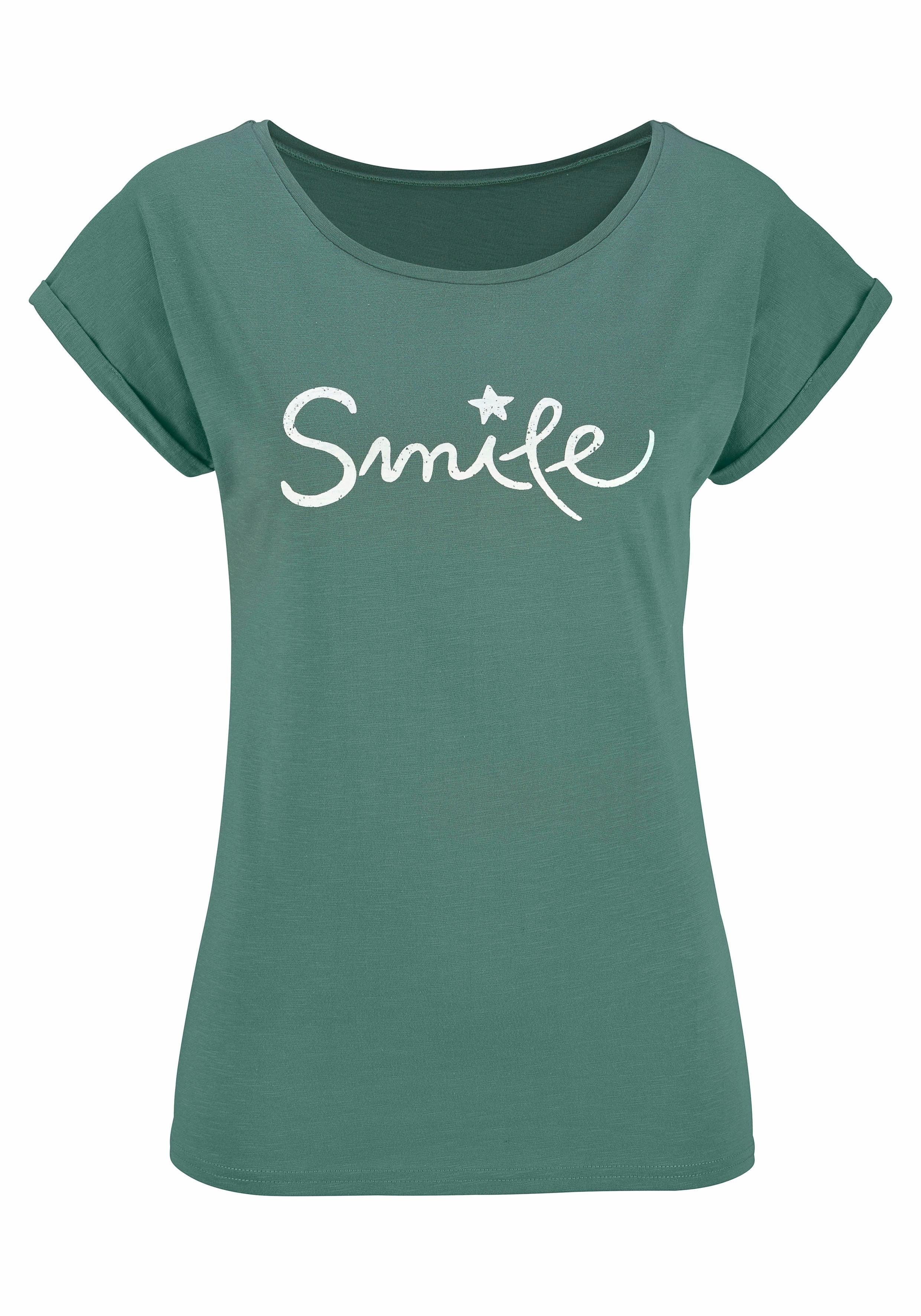 mint "Smile" modischem Beachtime T-Shirt Frontdruck mit