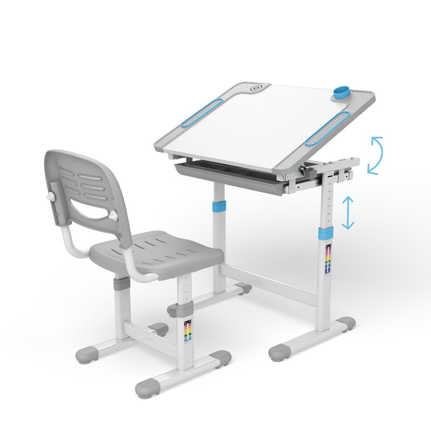 verstellbare inkl. Kinderschreibtisch - Stuhl, ER-418, Tischhöhe Office - Ergo Rückenlehne Sitzhöhe