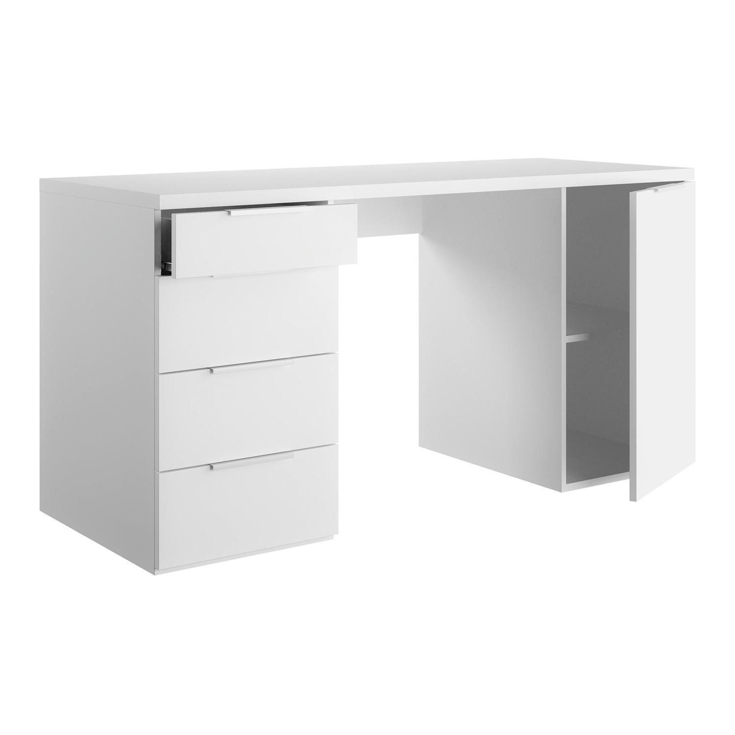 Composad Schreibtisch ESPRESSO, 1 Tür, 4 Schubladen, Weiß Hochglanz, B 146 günstig online kaufen