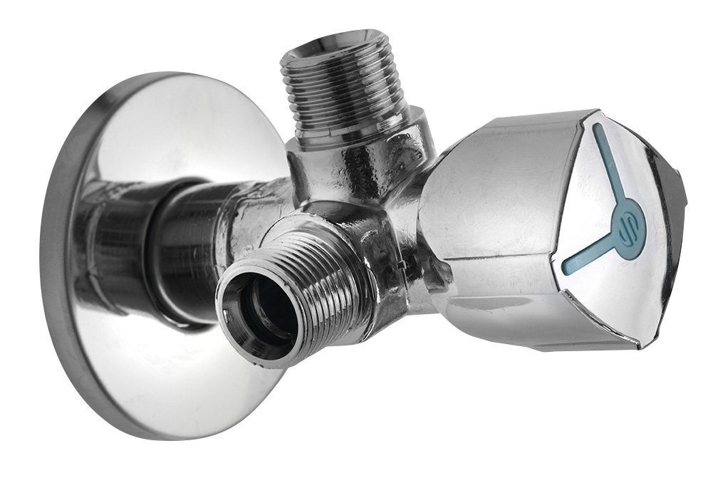 ARCO Umsteller Kombiniert Eckventil A-80 1/2"x3/8"x3/8" mit zwei Steckdosen Anti-Kalk, Arco-CQ4102