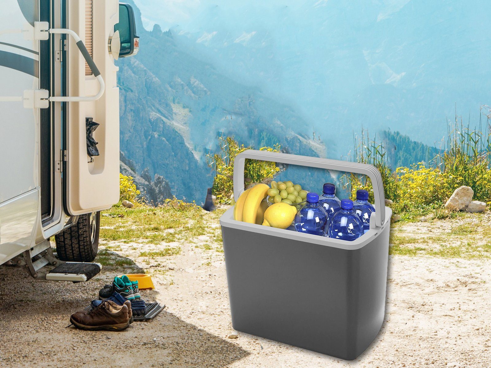 Camping Campart für Grau 22 & Kühlbox, l, thermoelektrisch 12V Kühltasche Kleine Auto mit Strom