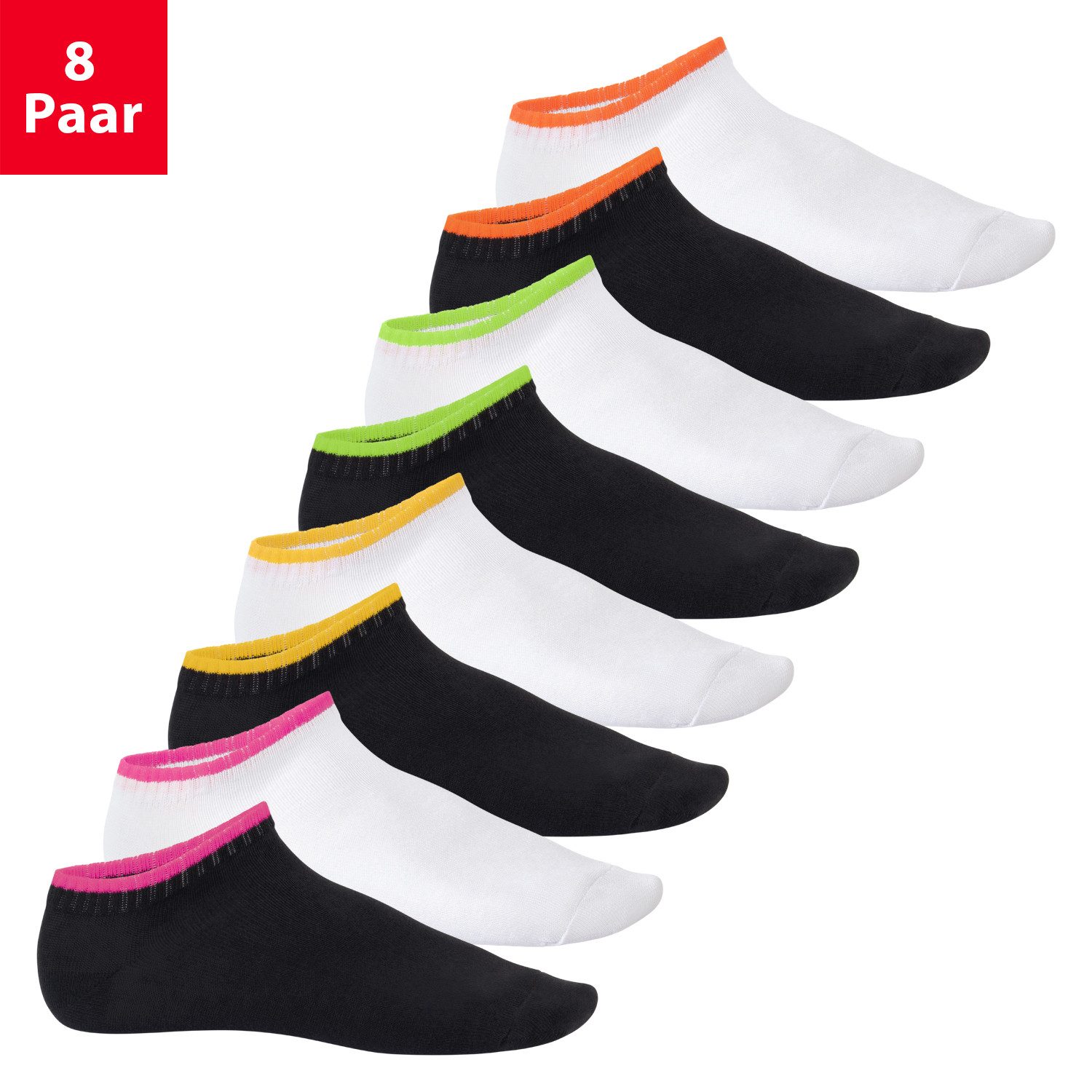 Footstar Підслідники Damen & Herren Sneaker Шкарпетки (8 Paar) Neon Спортивні шкарпетки