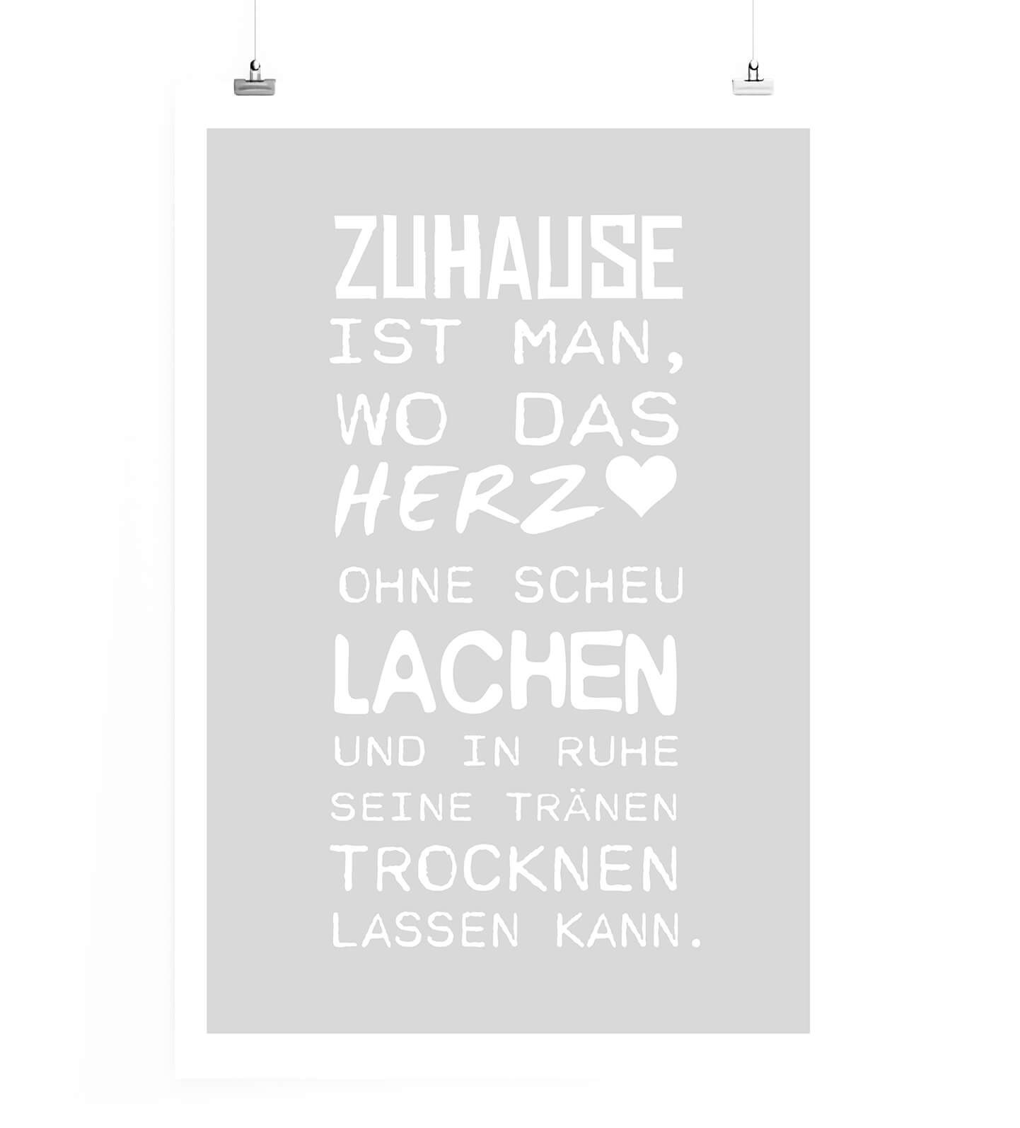 Sinus Art Leinwandbild Poster in 60x90cm Zuhause ist man, wo das Herz
