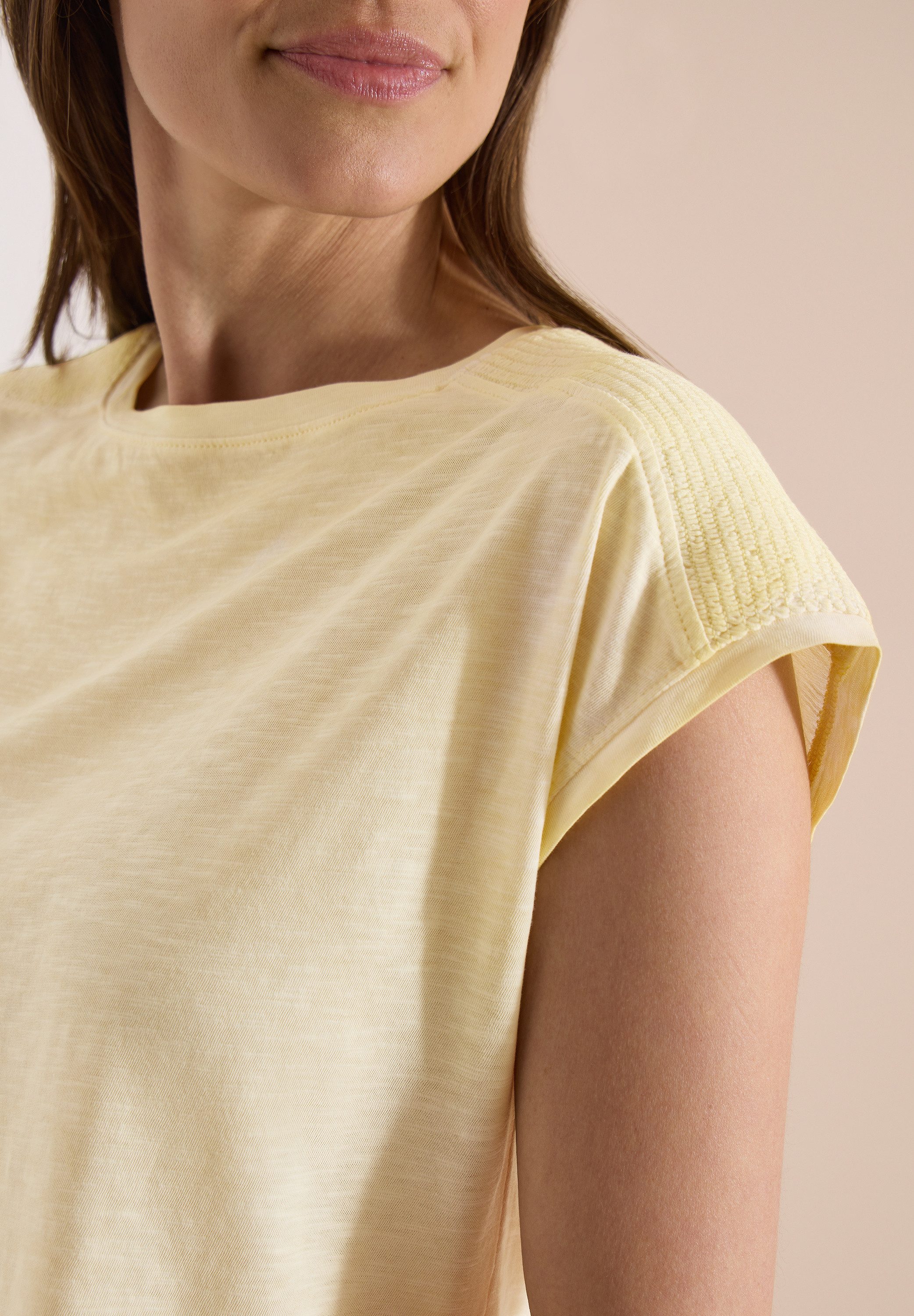 CECIL T-Shirt U-Boot-Ausschnitt, Garment-Dye Optik