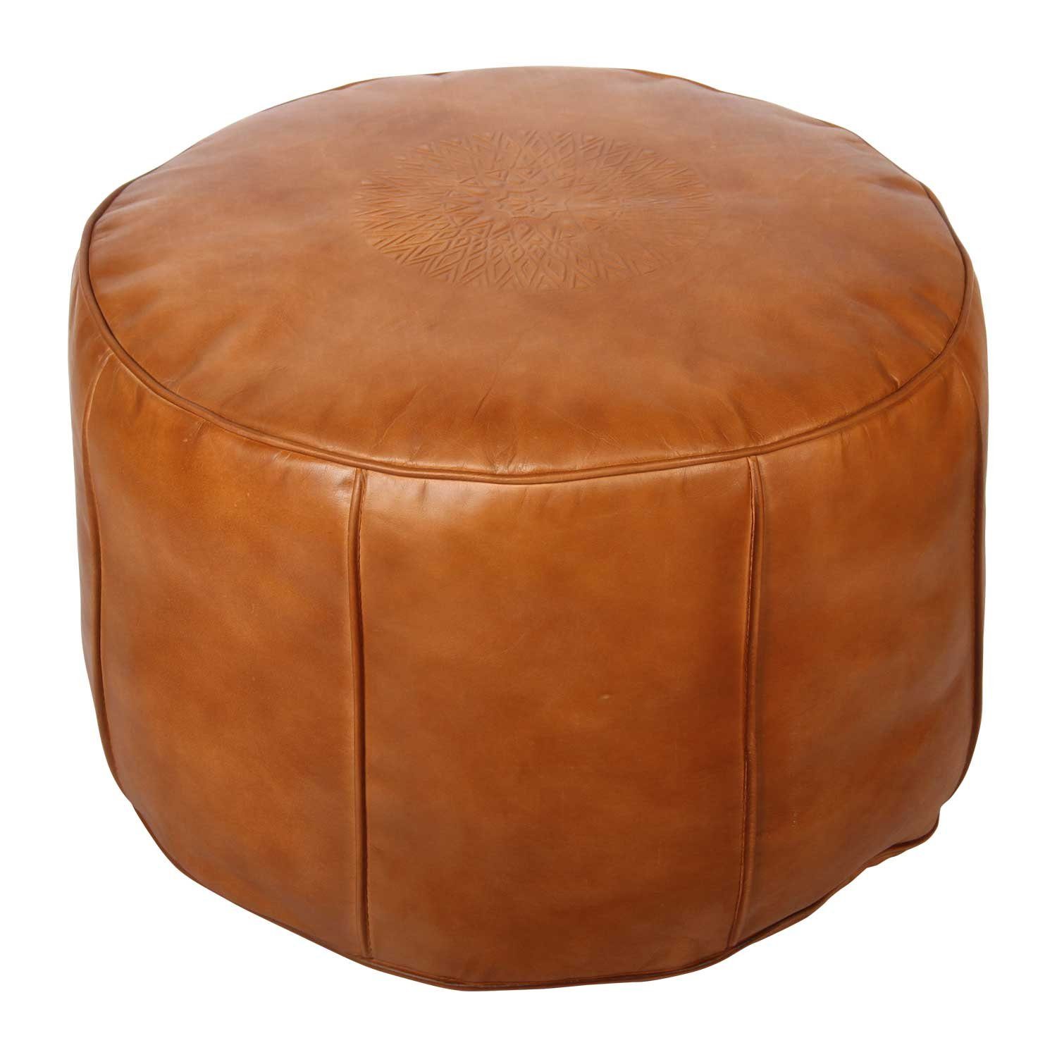 Casa Moro Pouf Marokkanisches Leder Sitzkissen Asli Orange Groß XL Bodenkissen (Pouf mit Füllung, Handgefertigt), Echtleder Табуретки Диван für einfach schöner Wohnen MO4148