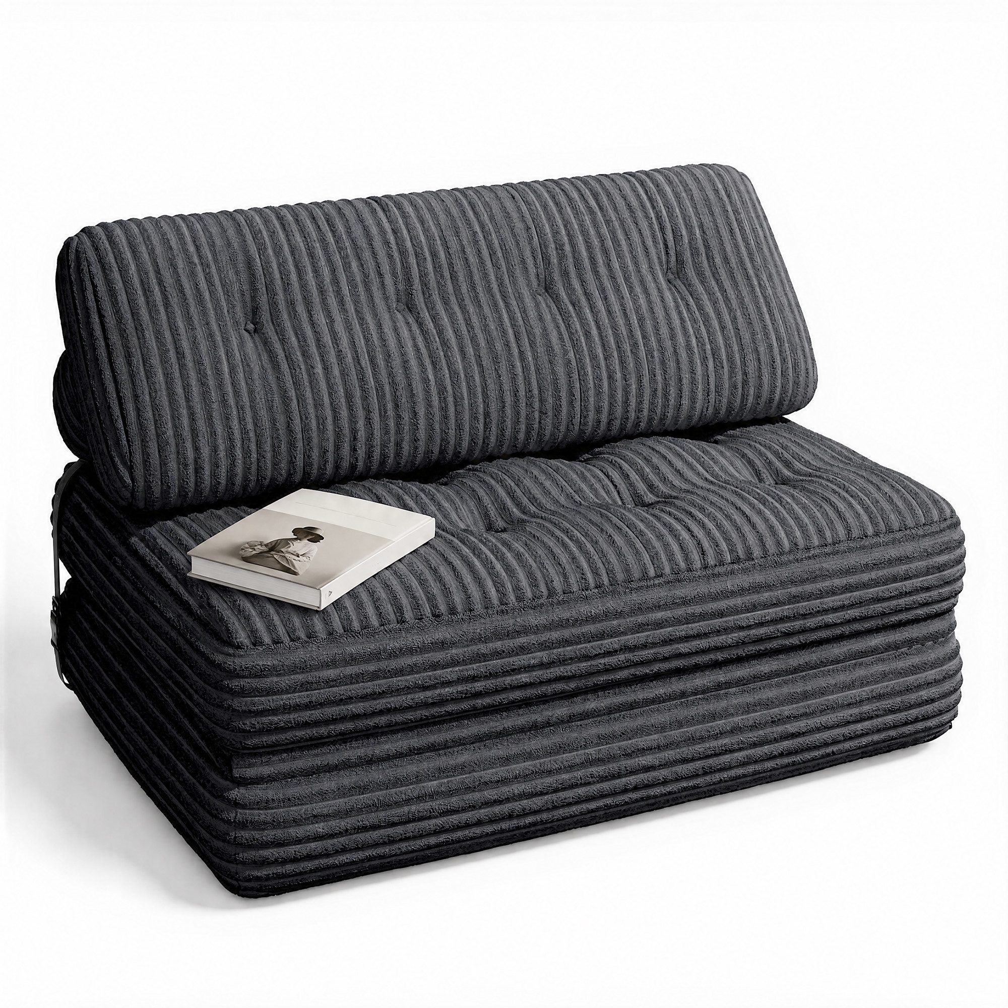 Blishom 1,5-Sitzer 2-in-1 Schlafsofa aus Cord, faltbar, 180 x 130 cm, Klappmatratzen eignen sich für kleine Wohnungen und Schlafzimmer